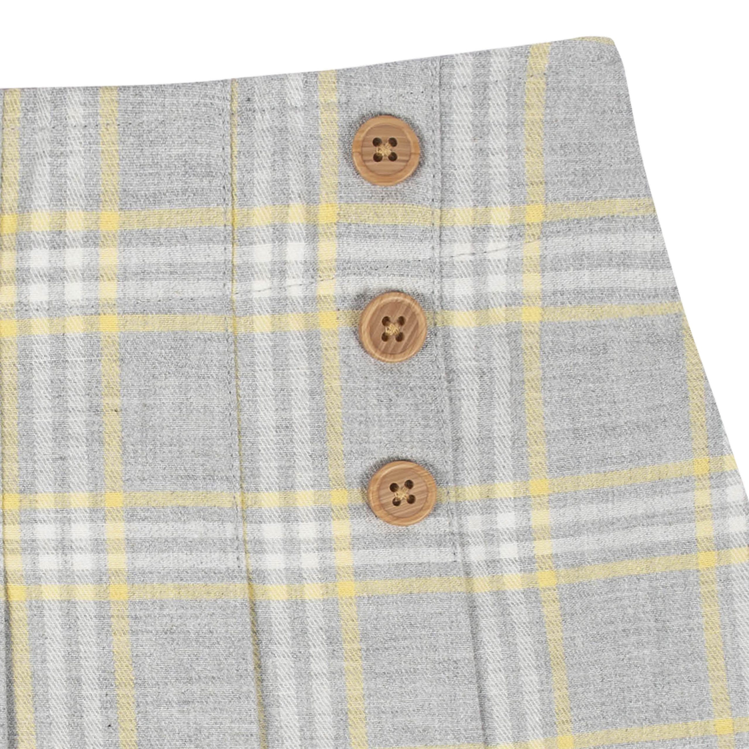 2-Piece Infant & Toddler Girls Mustard Plaid Tee & Skirt Set - Image 7