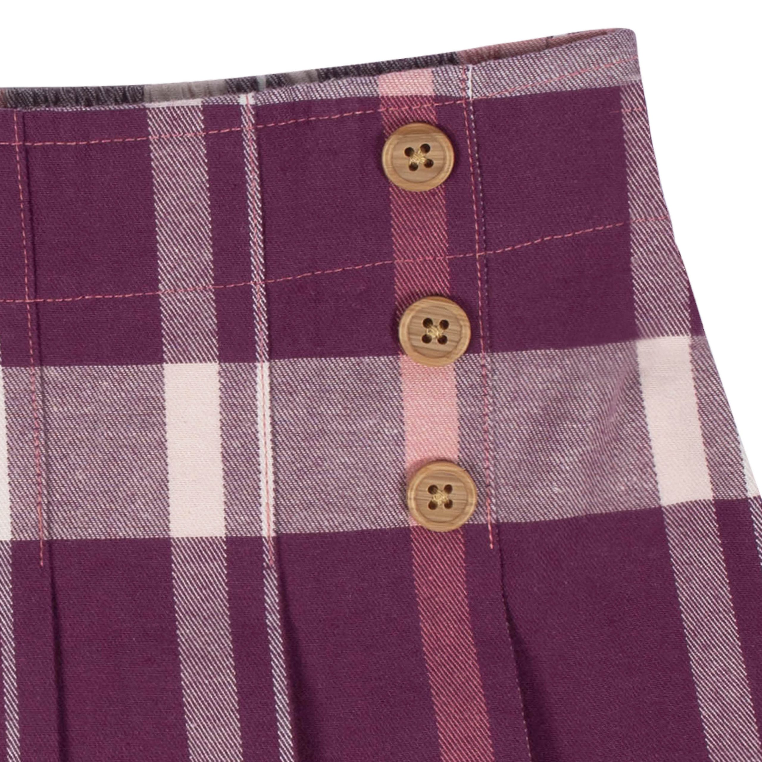 2-Piece Infant & Toddler Girls Burgundy Plaid Tee & Skirt Set - Image 4
