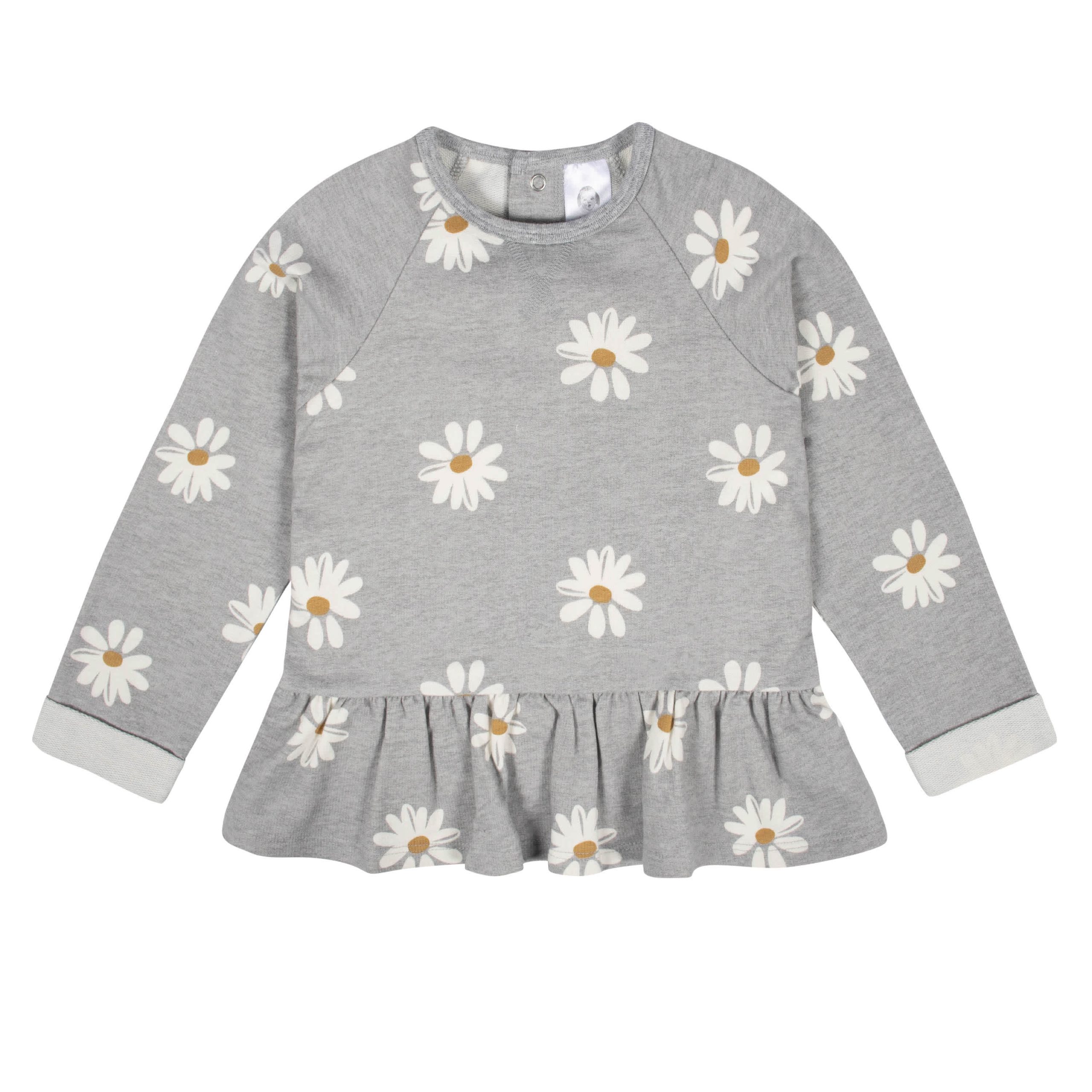 2-Piece Infant & Toddler Girls Mustard Floral Peplum Top & Leggings Set - Image 2