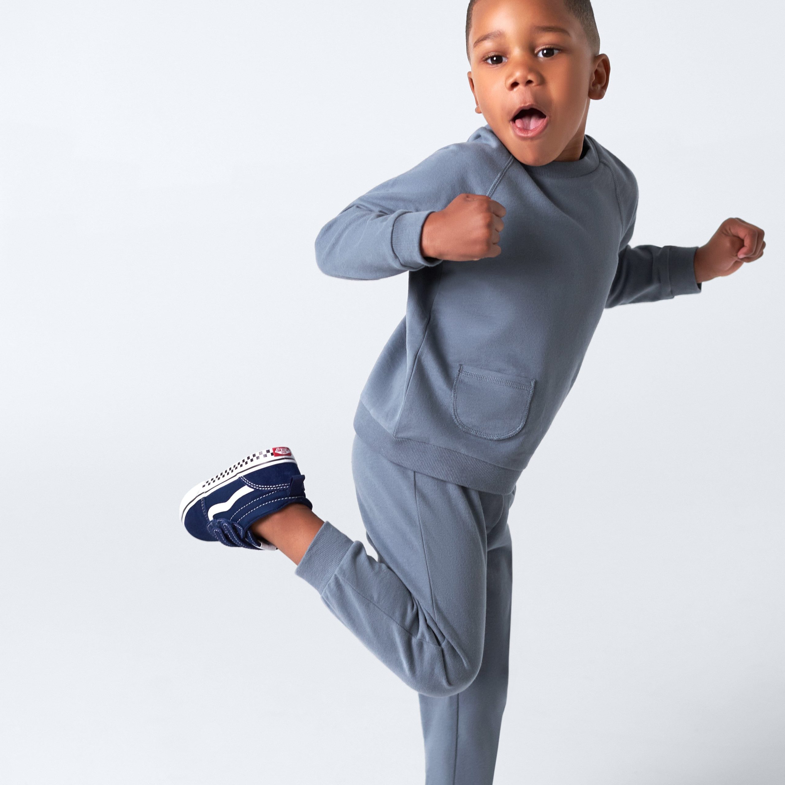 2-Piece Infant & Toddler Boys Dusty Blue French Terry Pullover & Jogger Set - Image 3