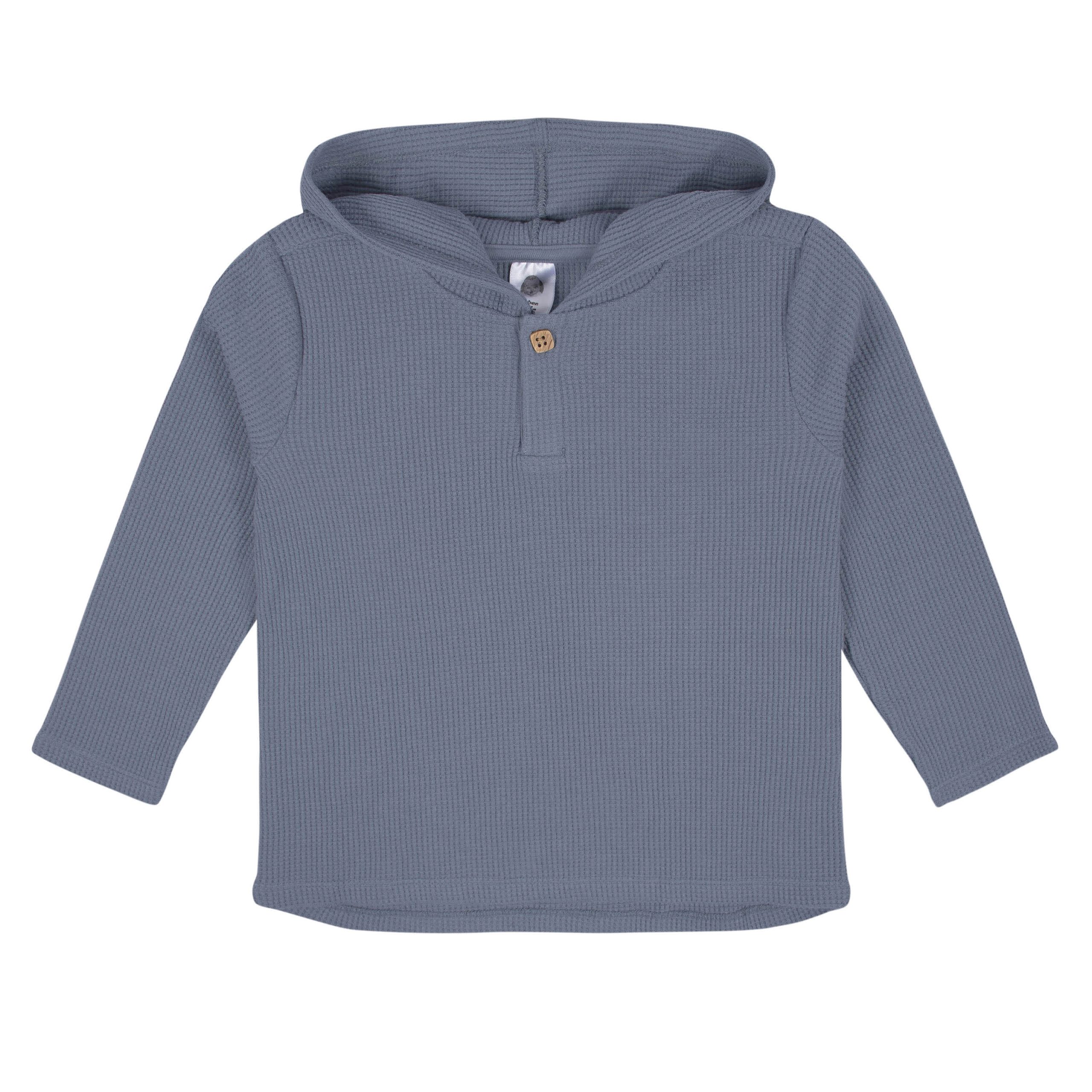 2-Piece Infant & Toddler Boys Dusty Blue Waffle Hoodie & Jogger Set - Image 2