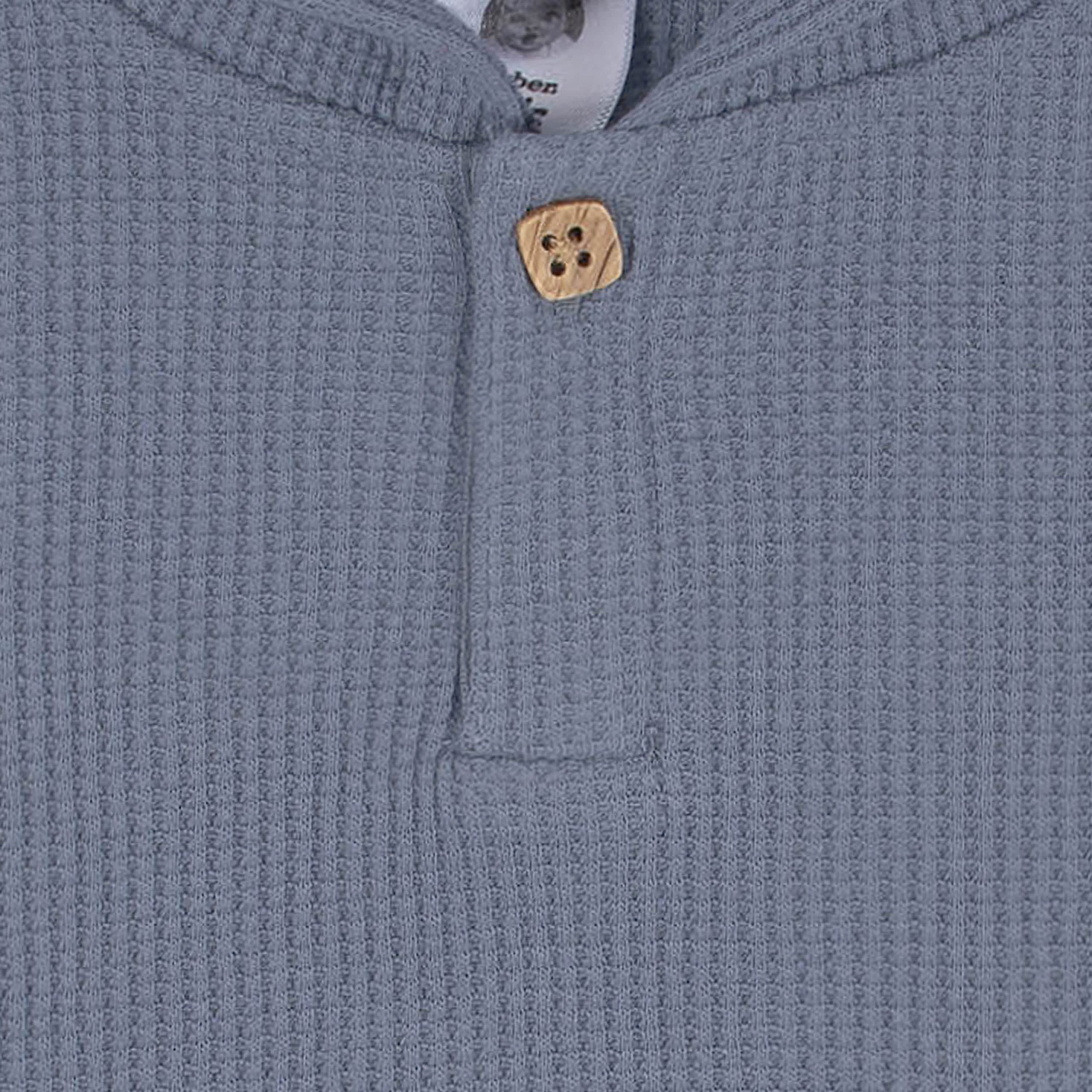 2-Piece Infant & Toddler Boys Dusty Blue Waffle Hoodie & Jogger Set - Image 4