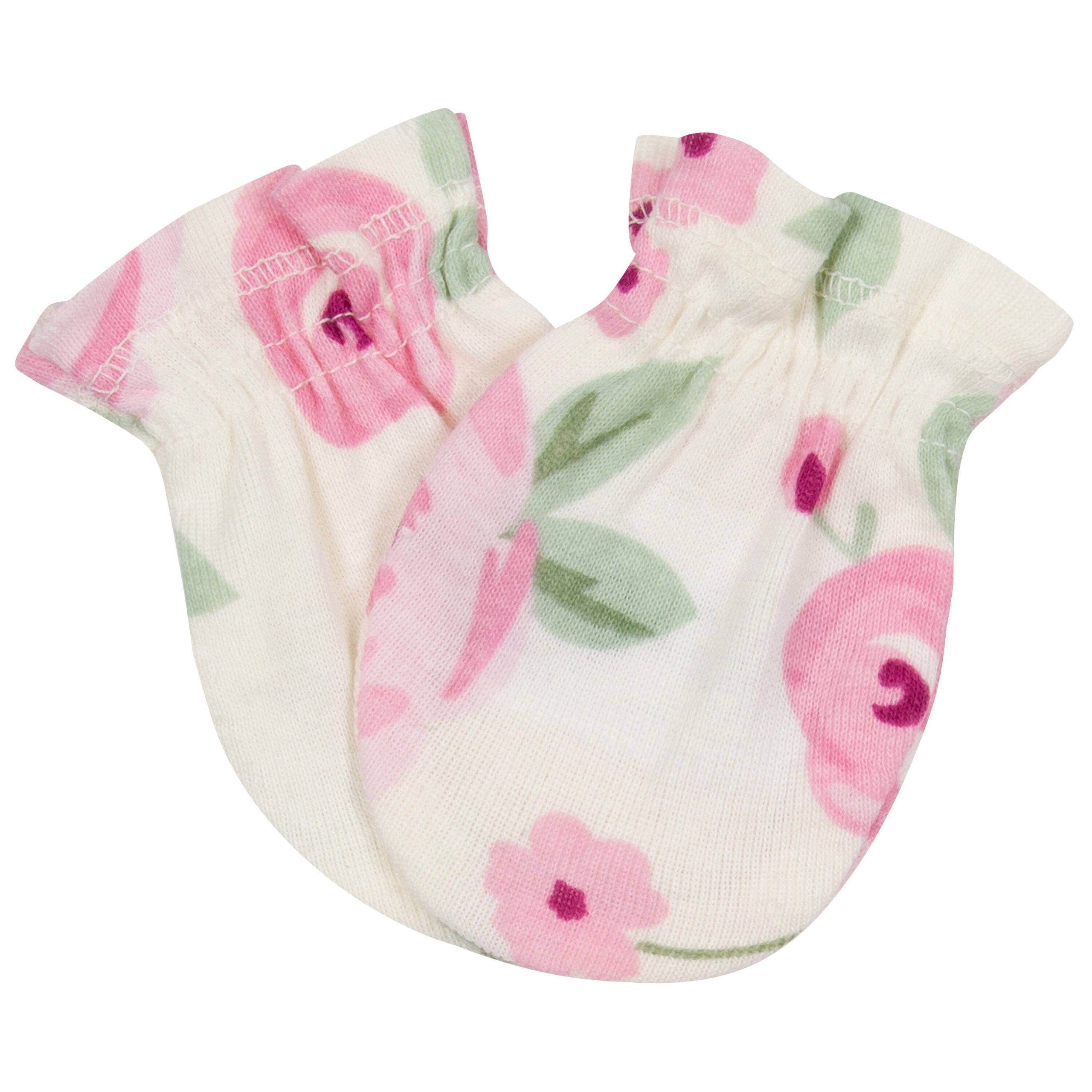 3-Pack Baby Girls Floral No Scratch Mittens - Image 3