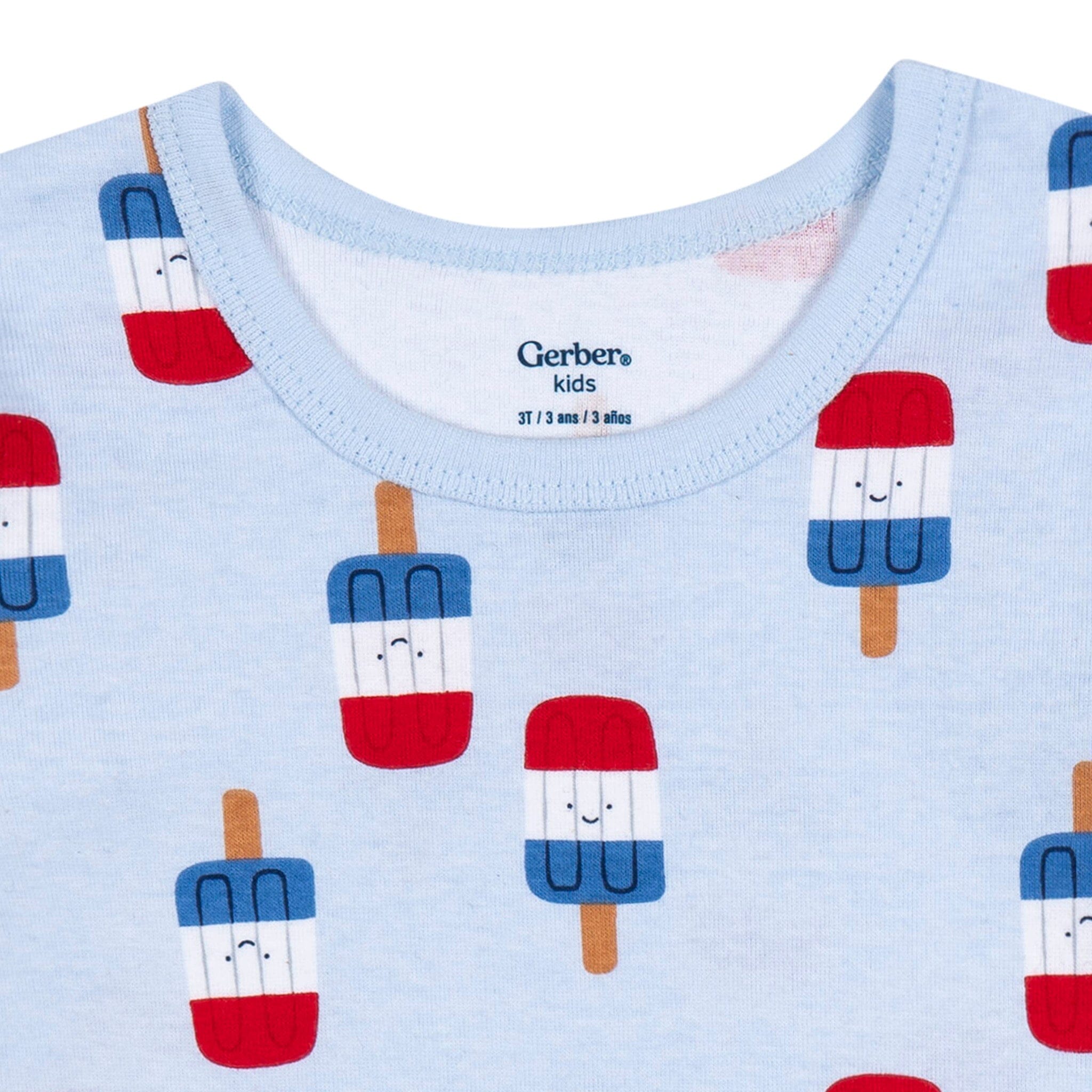 2-Piece Infant & Toddler Neutral Patriotic Popcicles Cotton Pajamas - Image 3