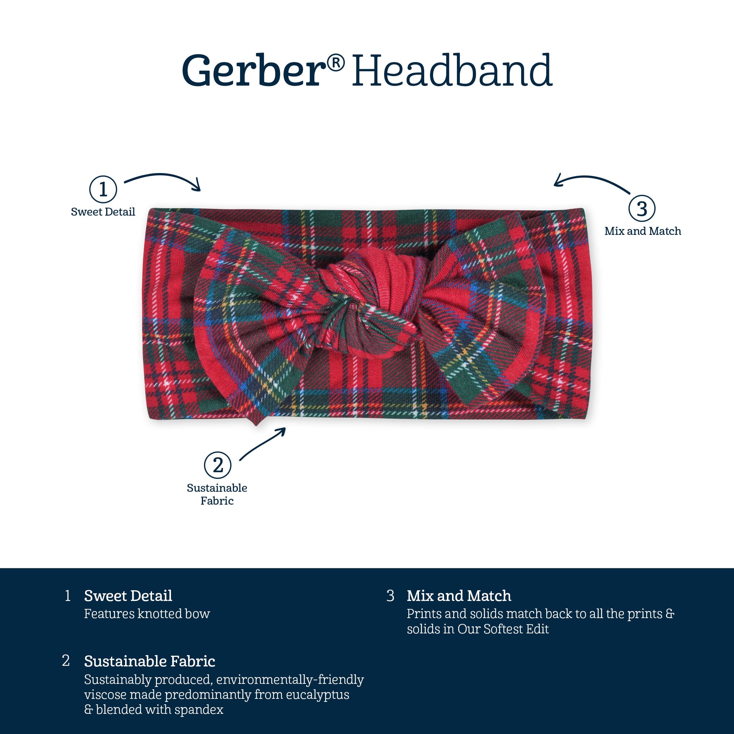 Girls Plaid About You Buttery Soft Viscose Made from Eucalyptus Holiday Headband - Image 4