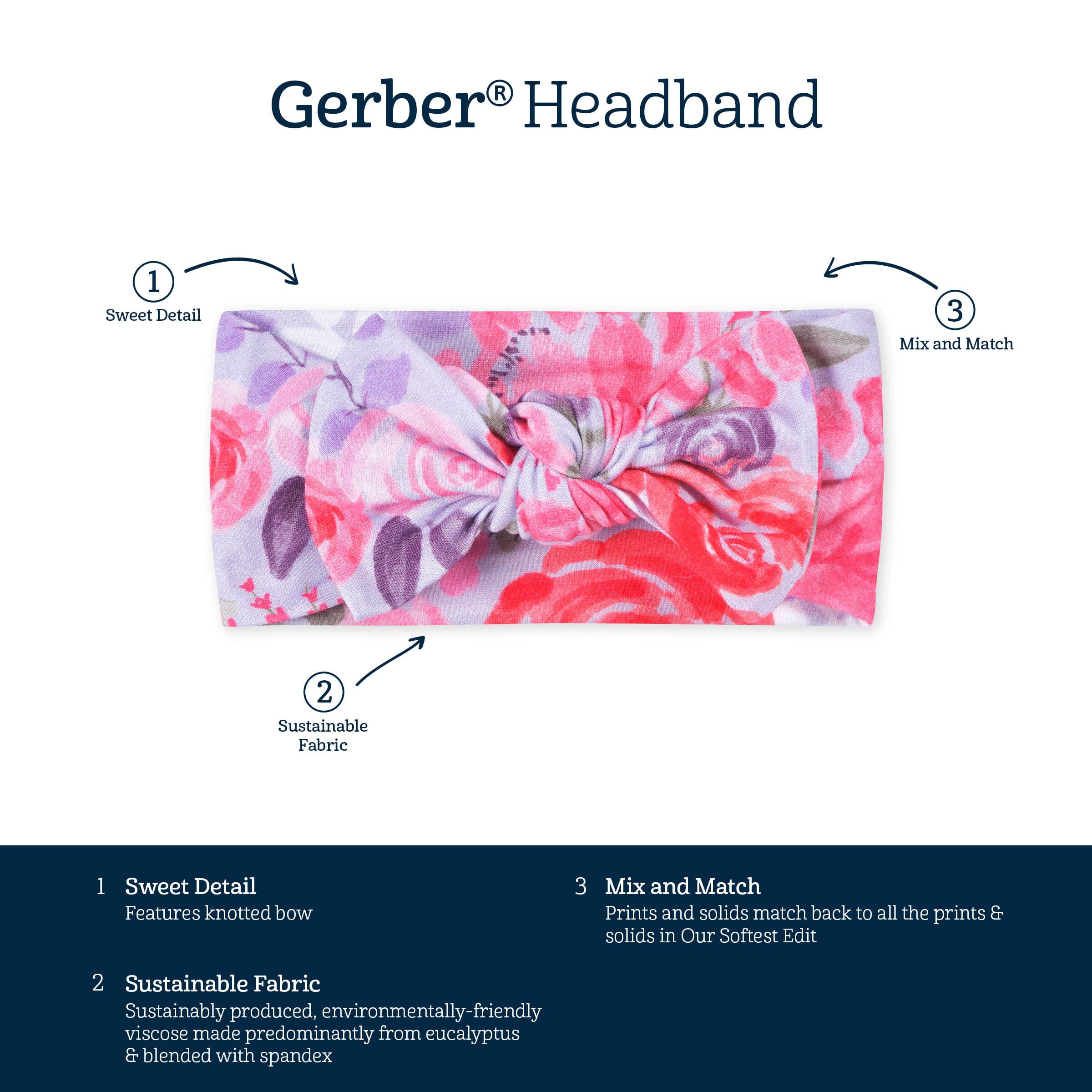 Girls Lilac Garden Buttery Soft Viscose Made from Eucalyptus Headband - Image 3