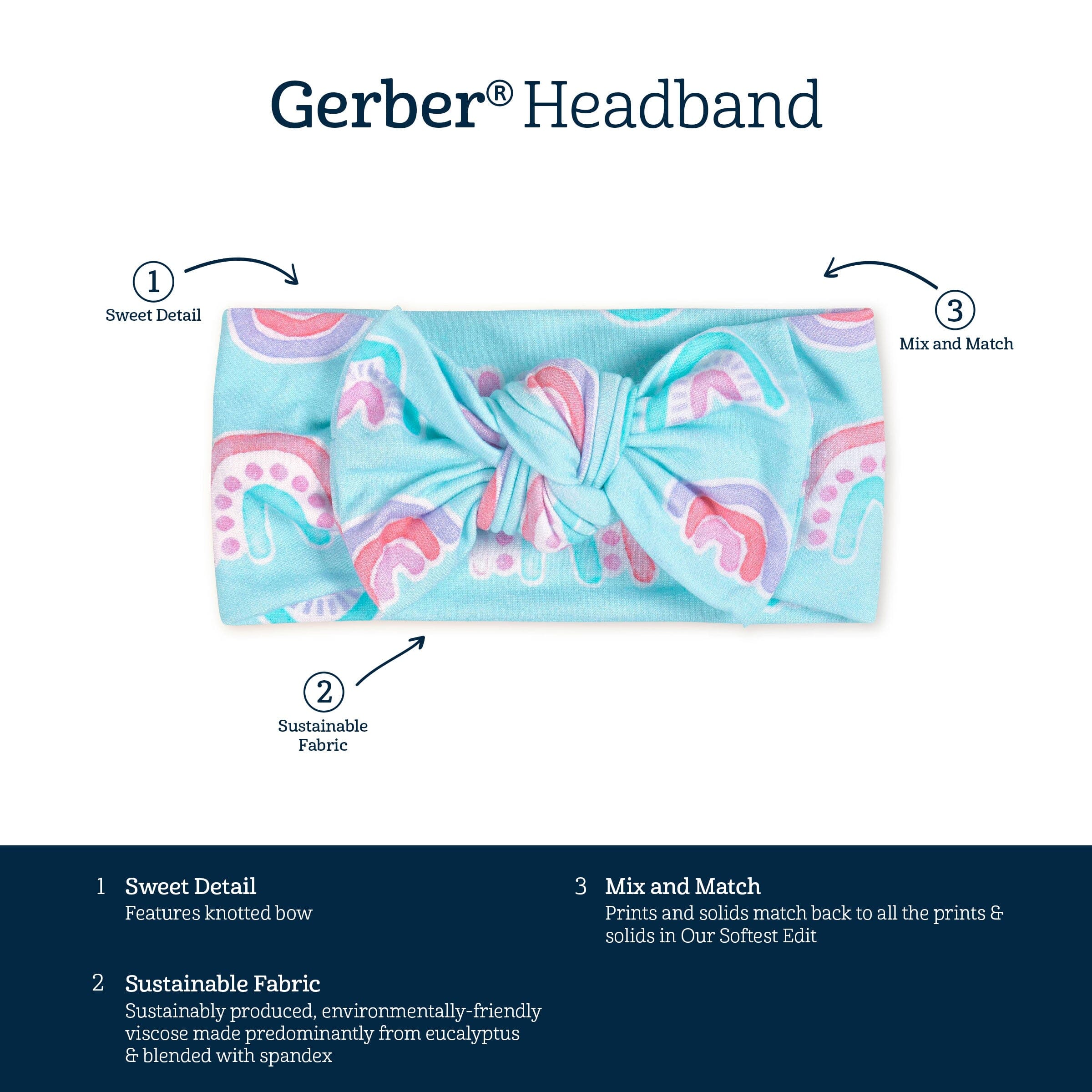 Girls Rainbow Sky Buttery Soft Viscose Made from Eucalyptus Headband - Image 3