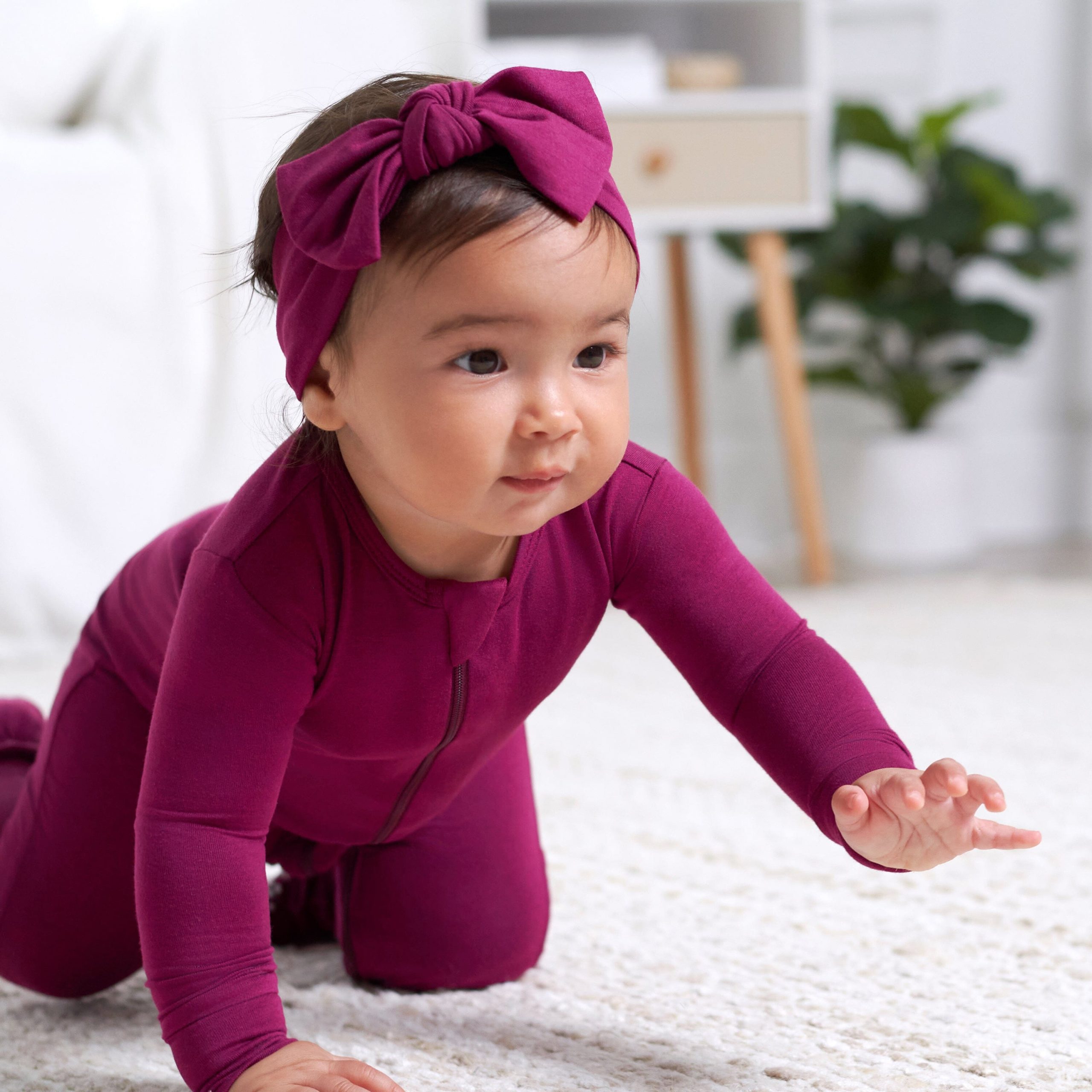 Girls Raspberry Buttery Soft Viscose Made from Eucalyptus Headband - Image 2