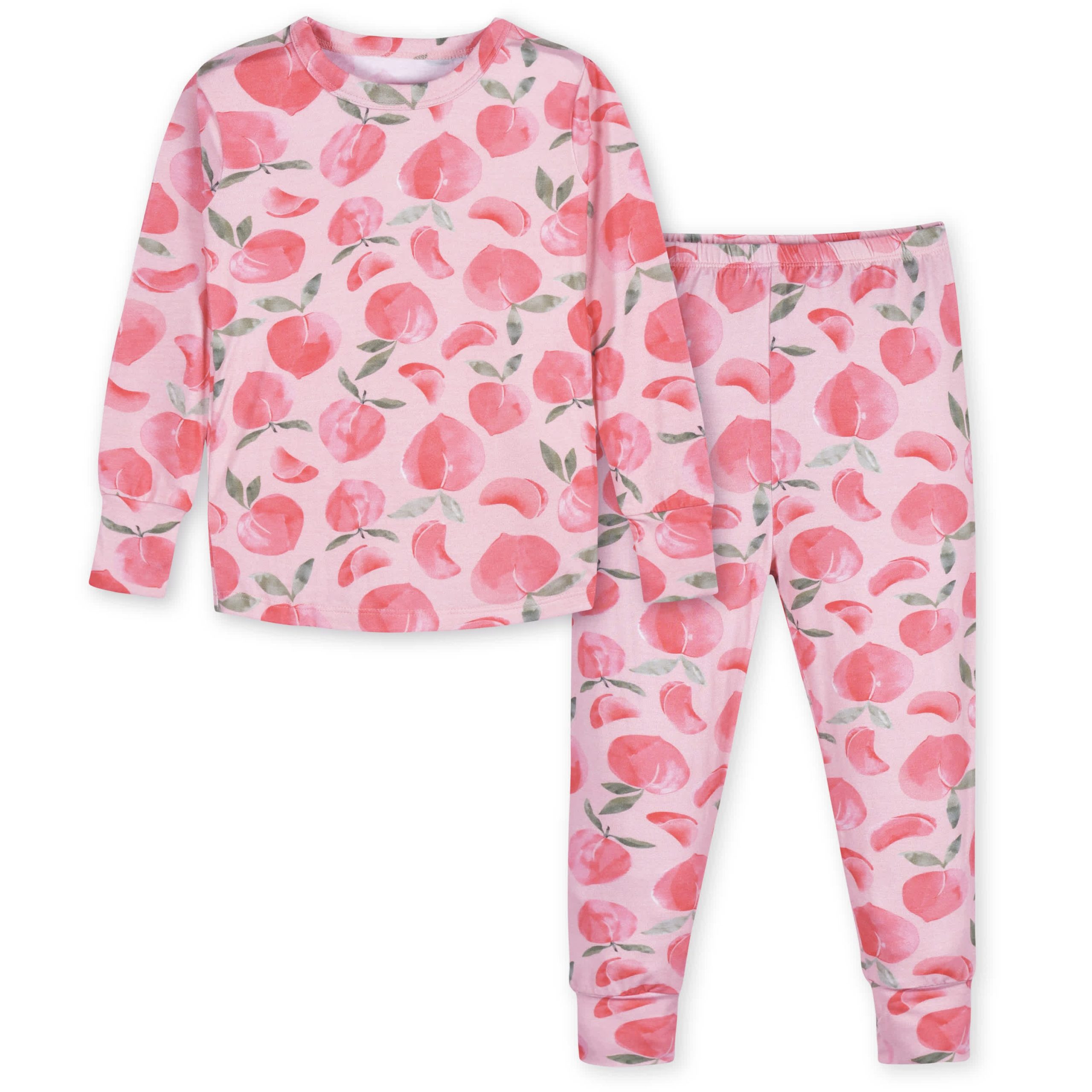 2-Piece Infant & Toddler Girls Just Peachy Buttery Soft Viscose Made from Eucalyptus Snug Fit Pajamas - Image 2