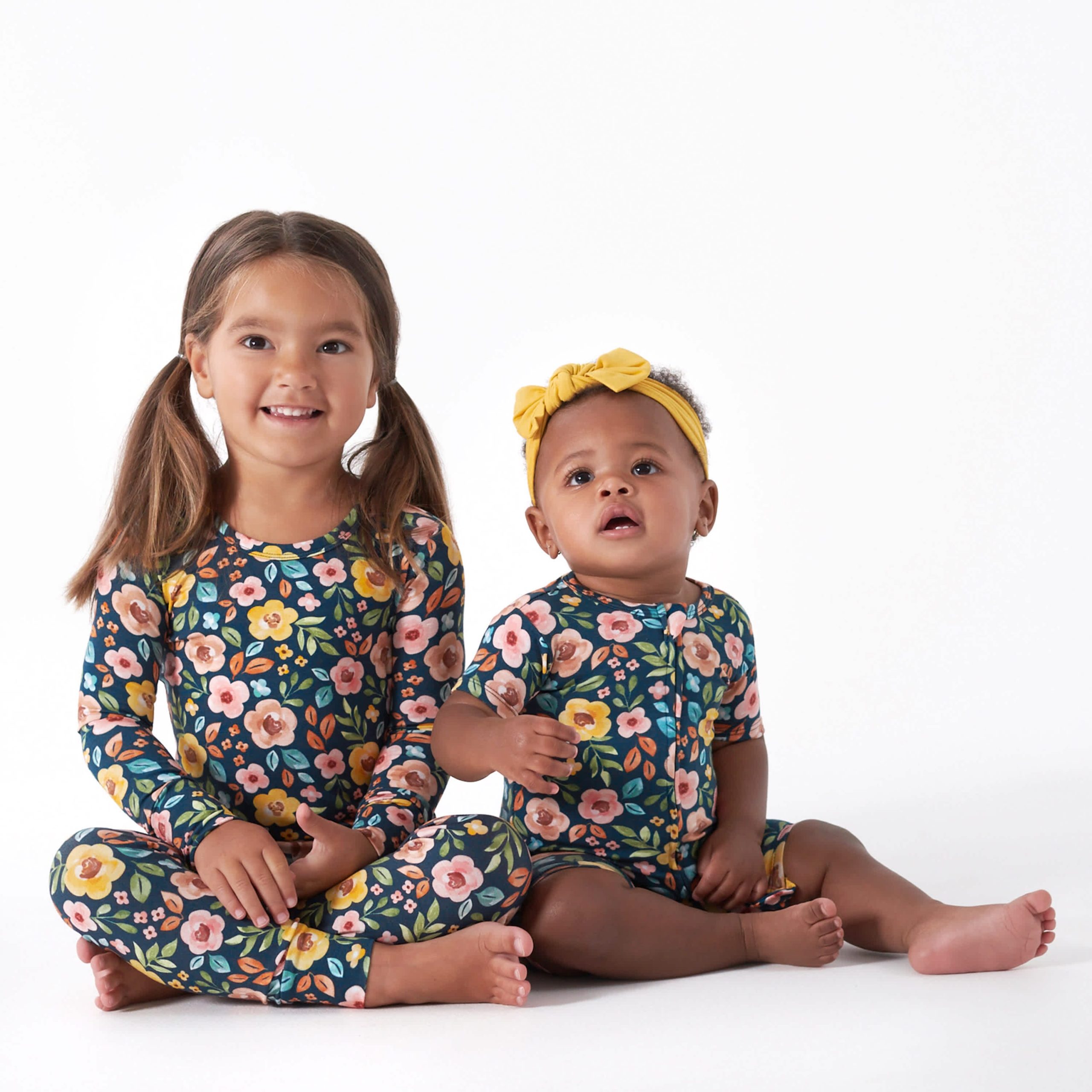 2-Piece Infant & Toddler Girls Midnight Floral Buttery Soft Viscose Made from Eucalyptus Snug Fit Pajamas - Image 3