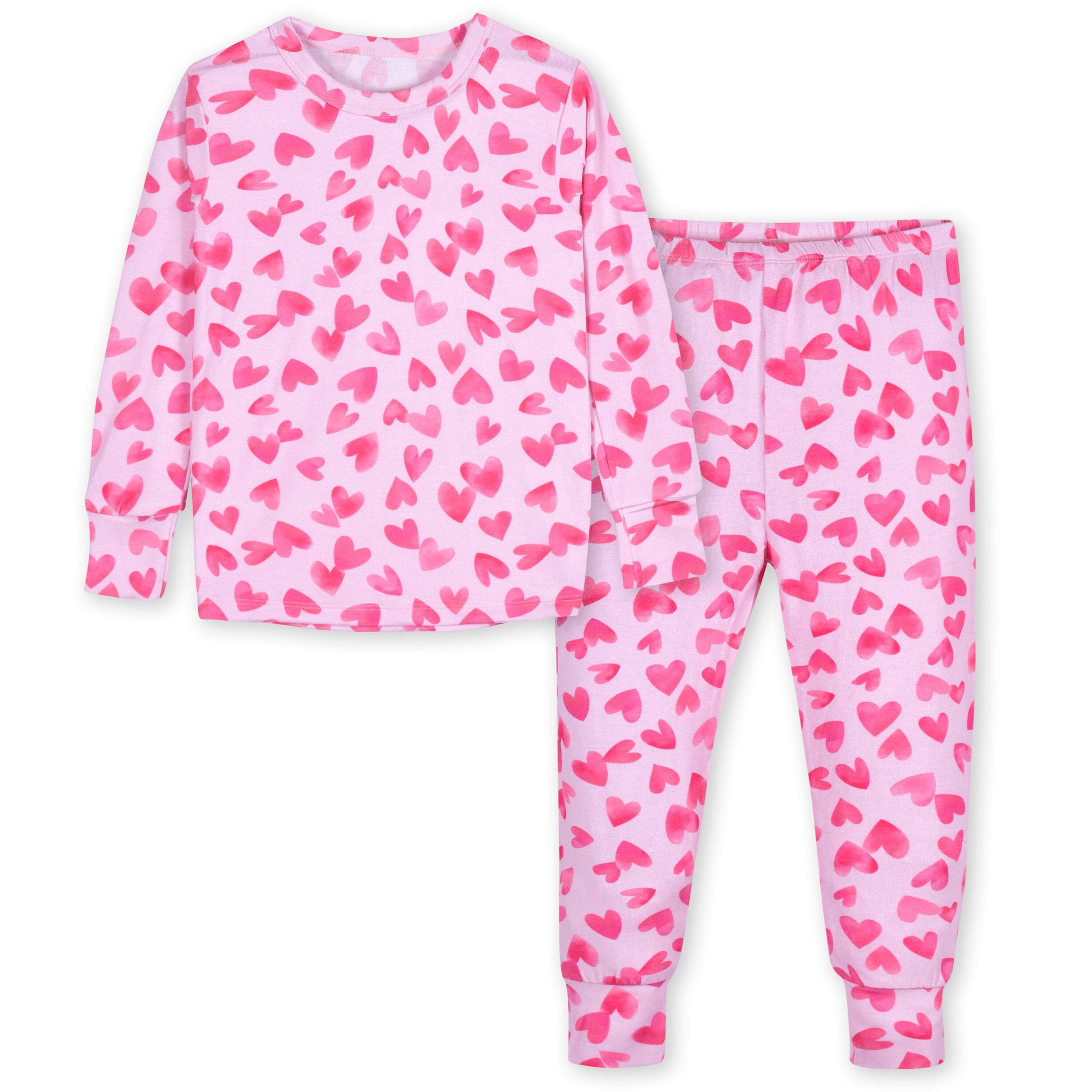 2-Piece Infant & Toddler Girls Heartfelt Buttery Soft Viscose Made from Eucalyptus Snug Fit Pajamas - Image 2