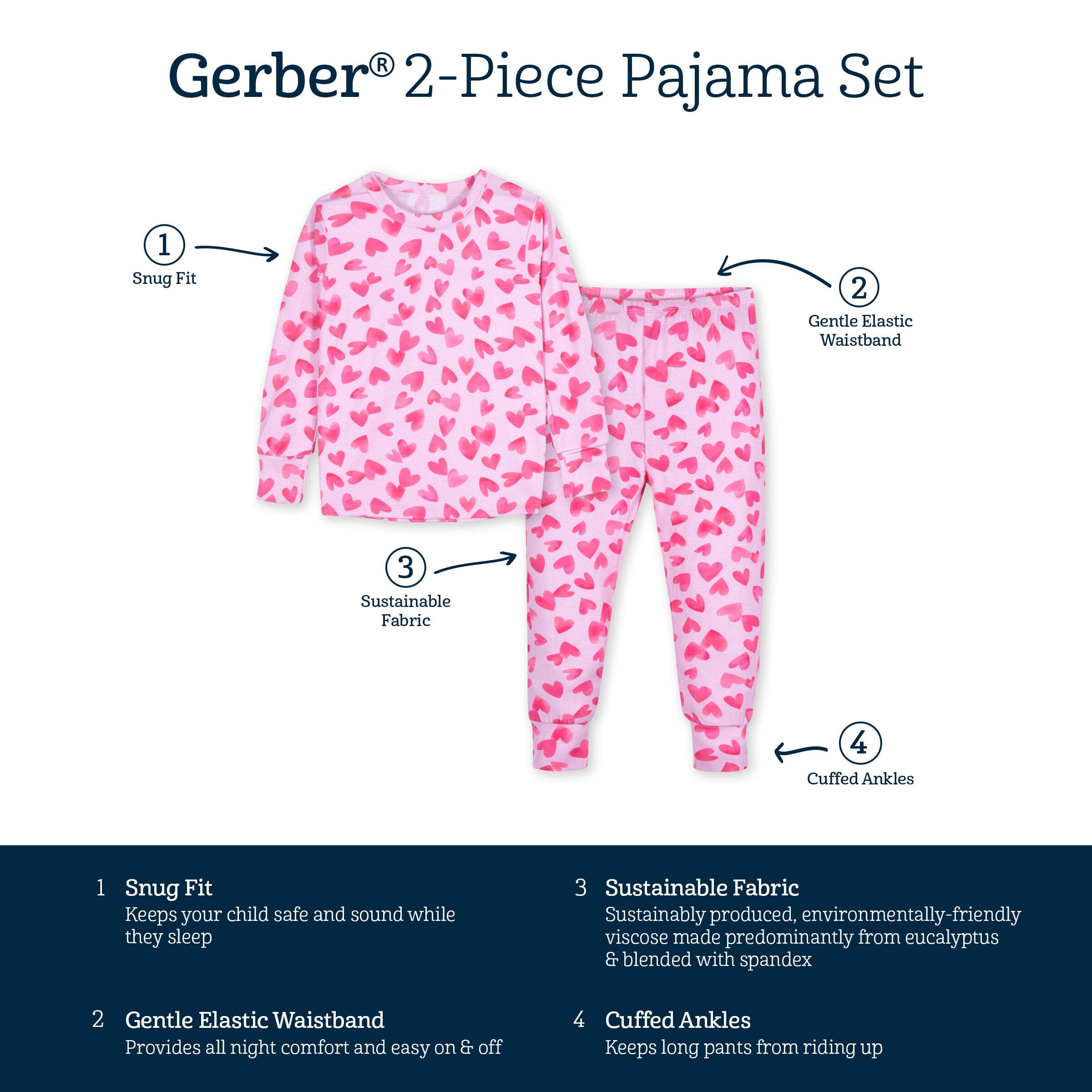 2-Piece Infant & Toddler Girls Heartfelt Buttery Soft Viscose Made from Eucalyptus Snug Fit Pajamas - Image 7