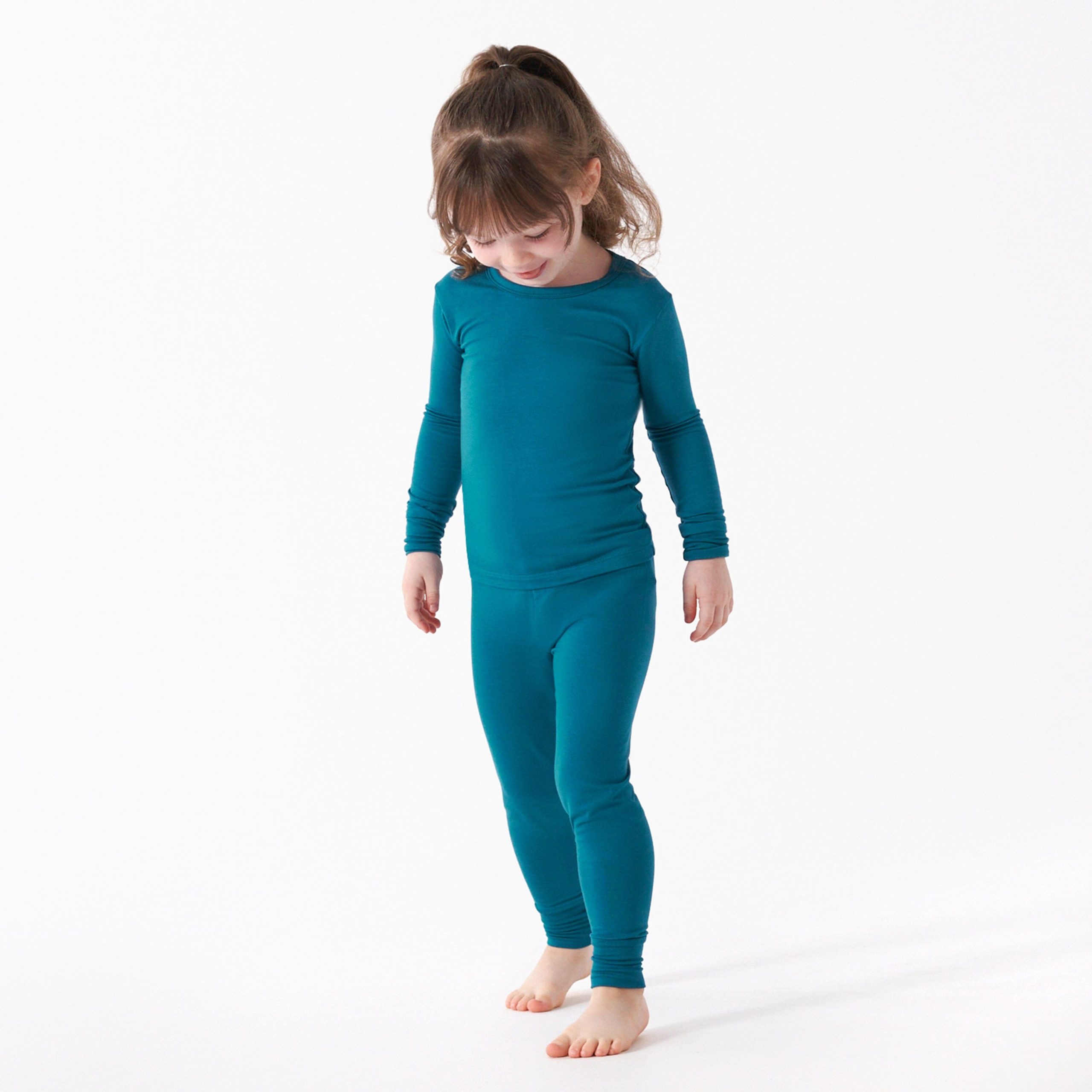 2-Piece Infant & Toddler Ocean Teal Buttery Soft Viscose Made from Eucalyptus Snug Fit Pajamas - Image 3