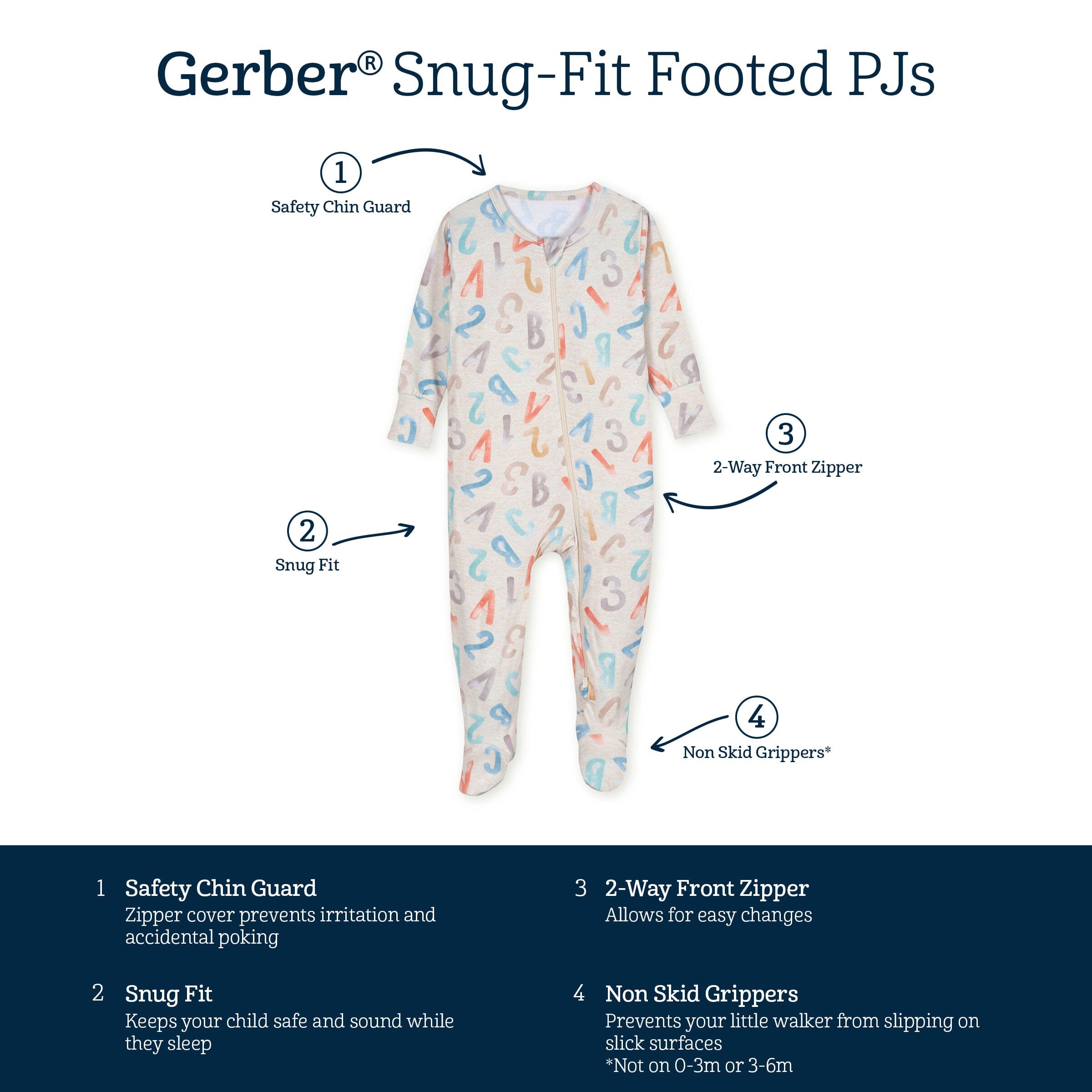 Toddler Alphabet Soup Buttery Soft Viscose Made from Eucalyptus Snug Fit Footed Pajamas - Image 6