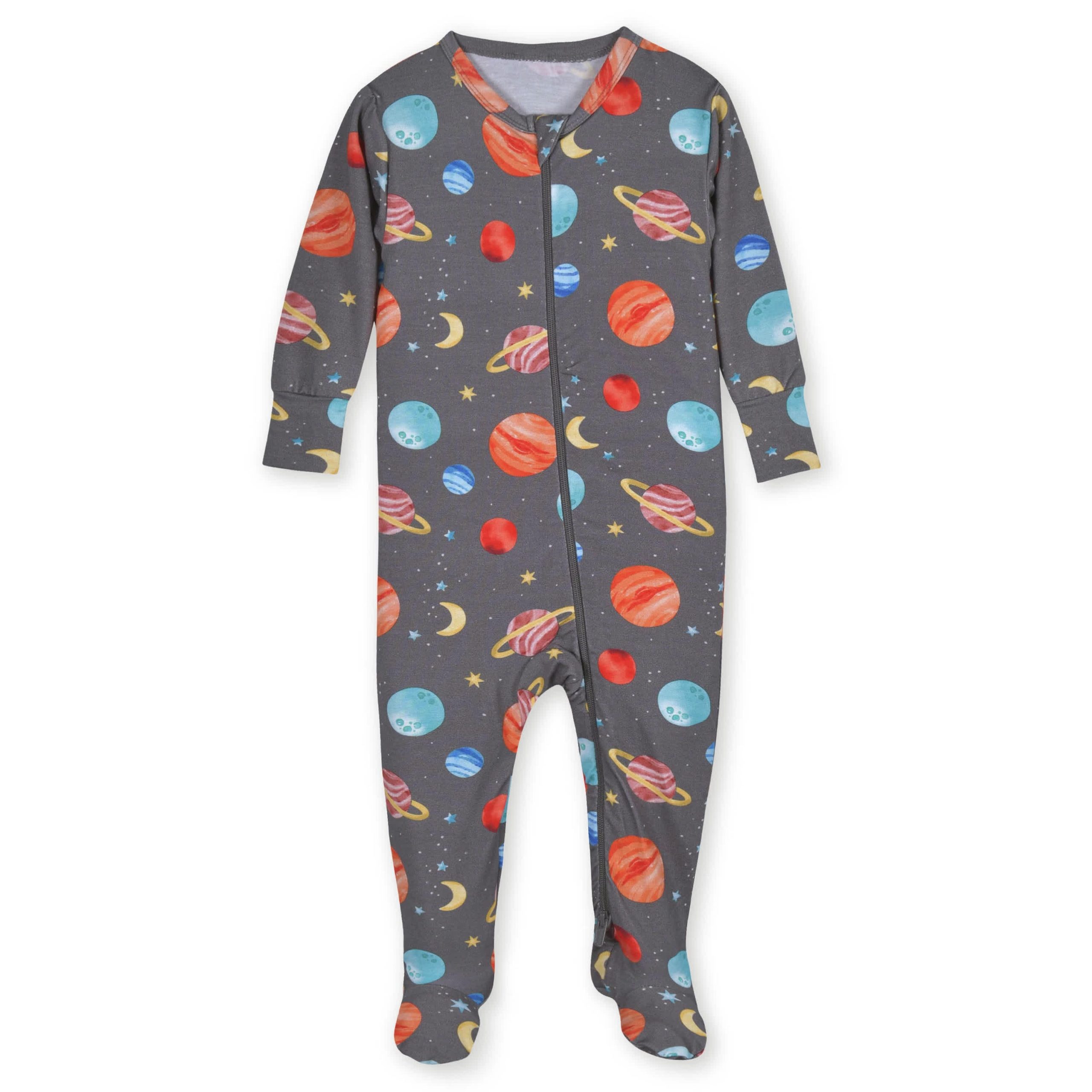 Baby & Toddler Outer Space Buttery Soft Viscose Made from Eucalyptus Snug Fit Footed Pajamas - Image 2