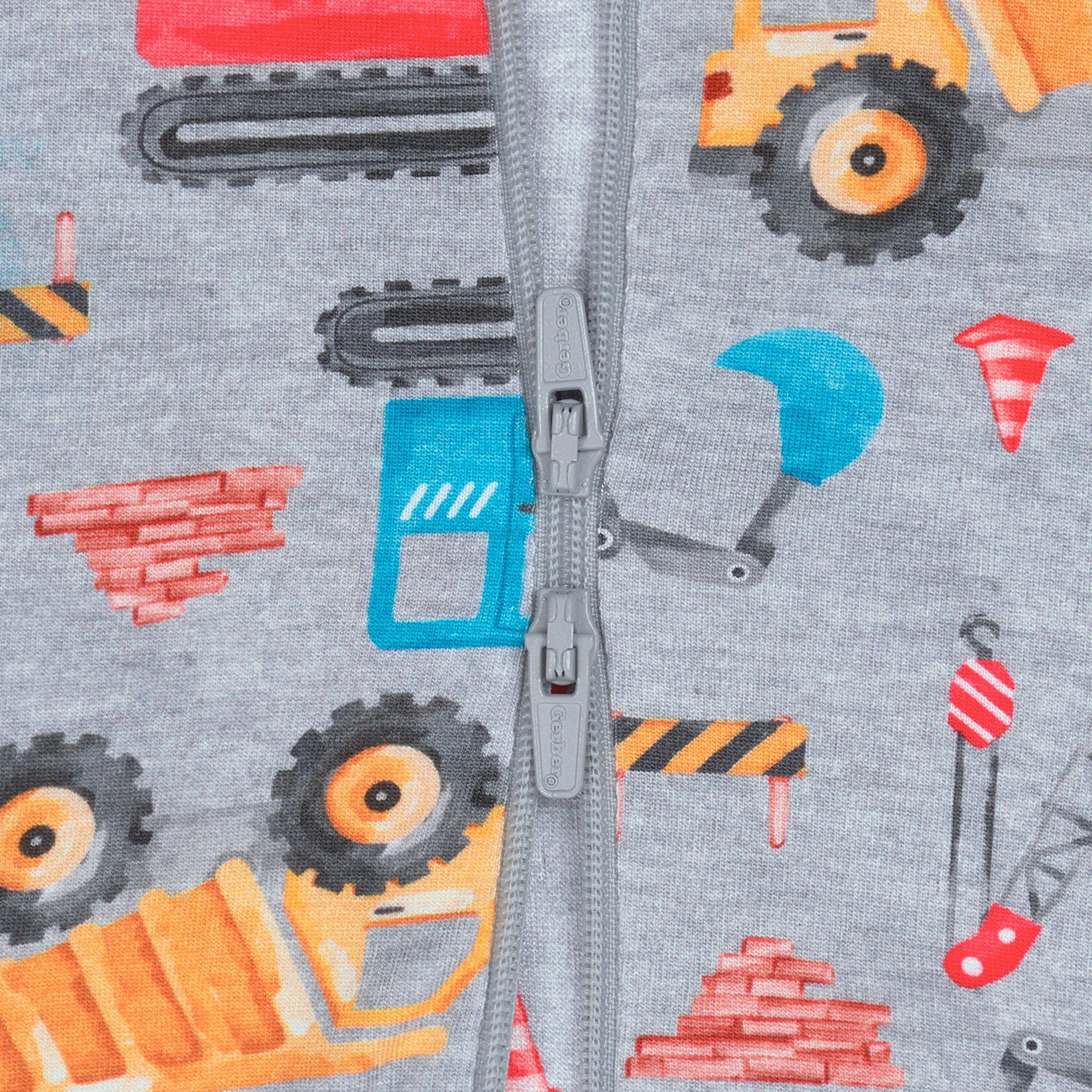 Baby & Toddler Boys Construction Trucks Buttery Soft Viscose Made from Eucalyptus Snug Fit Footed Pajamas - Image 5