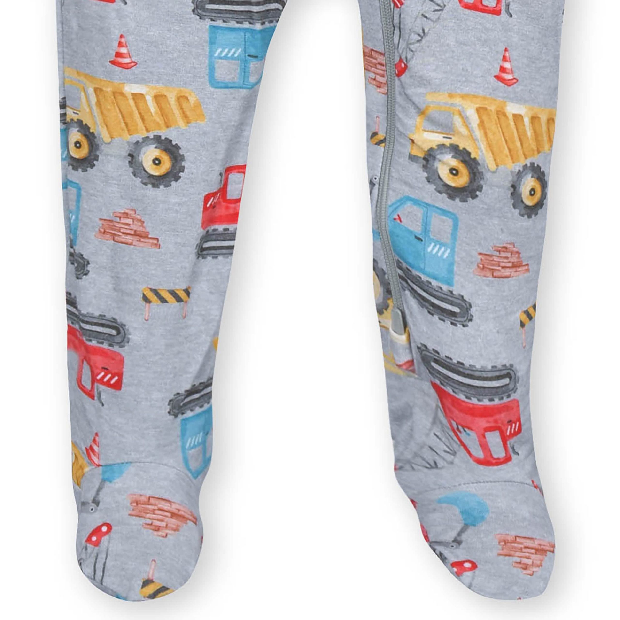 Baby & Toddler Boys Construction Trucks Buttery Soft Viscose Made from Eucalyptus Snug Fit Footed Pajamas - Image 6