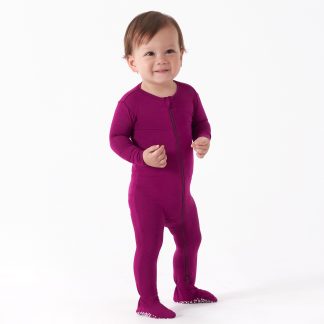 Baby & Toddler Raspberry Buttery Soft Viscose Made from Eucalyptus Snug Fit Footed Pajamas