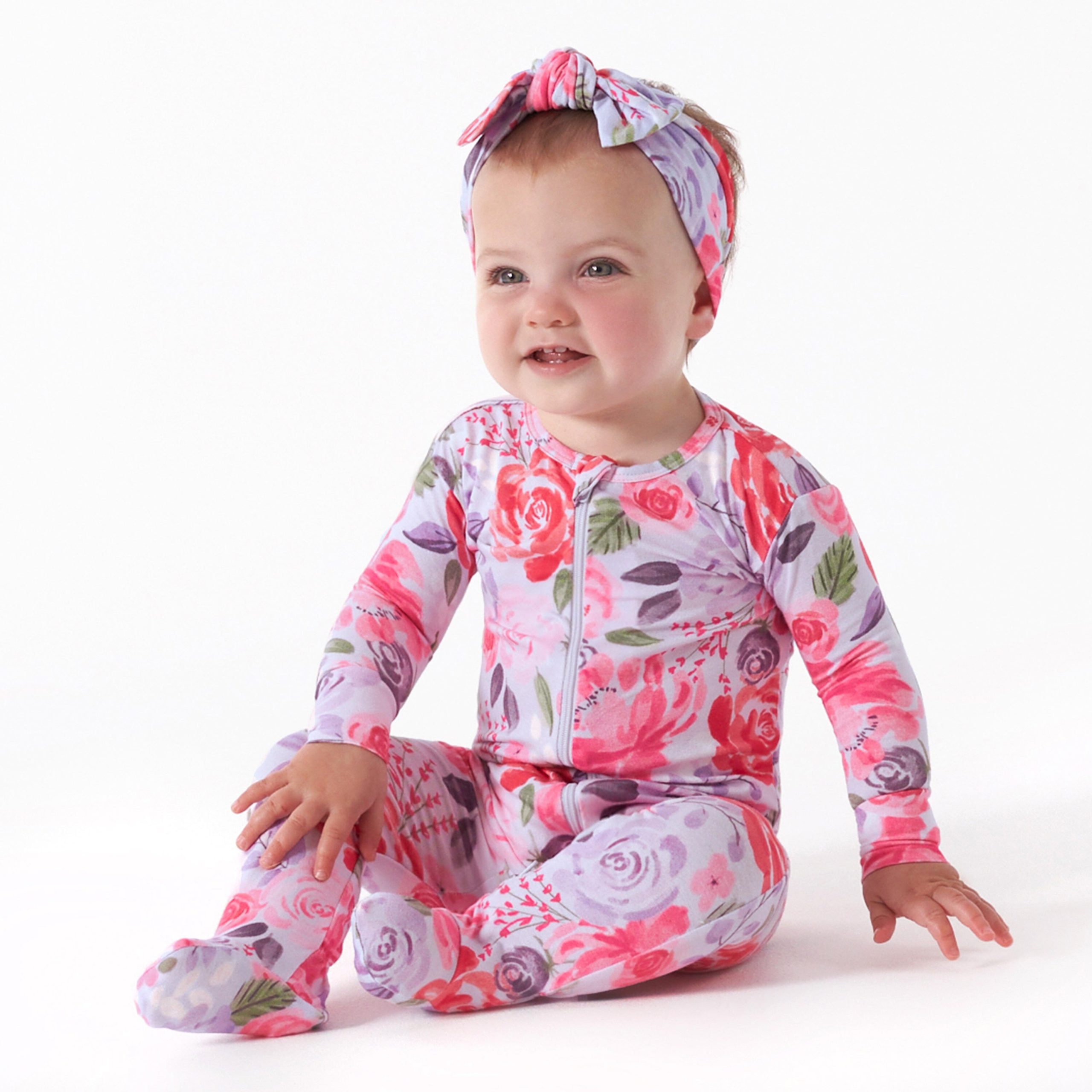 Baby & Toddler Girls Lilac Garden Buttery Soft Viscose Made from Eucalyptus Snug Fit Footed Pajamas - Image 3