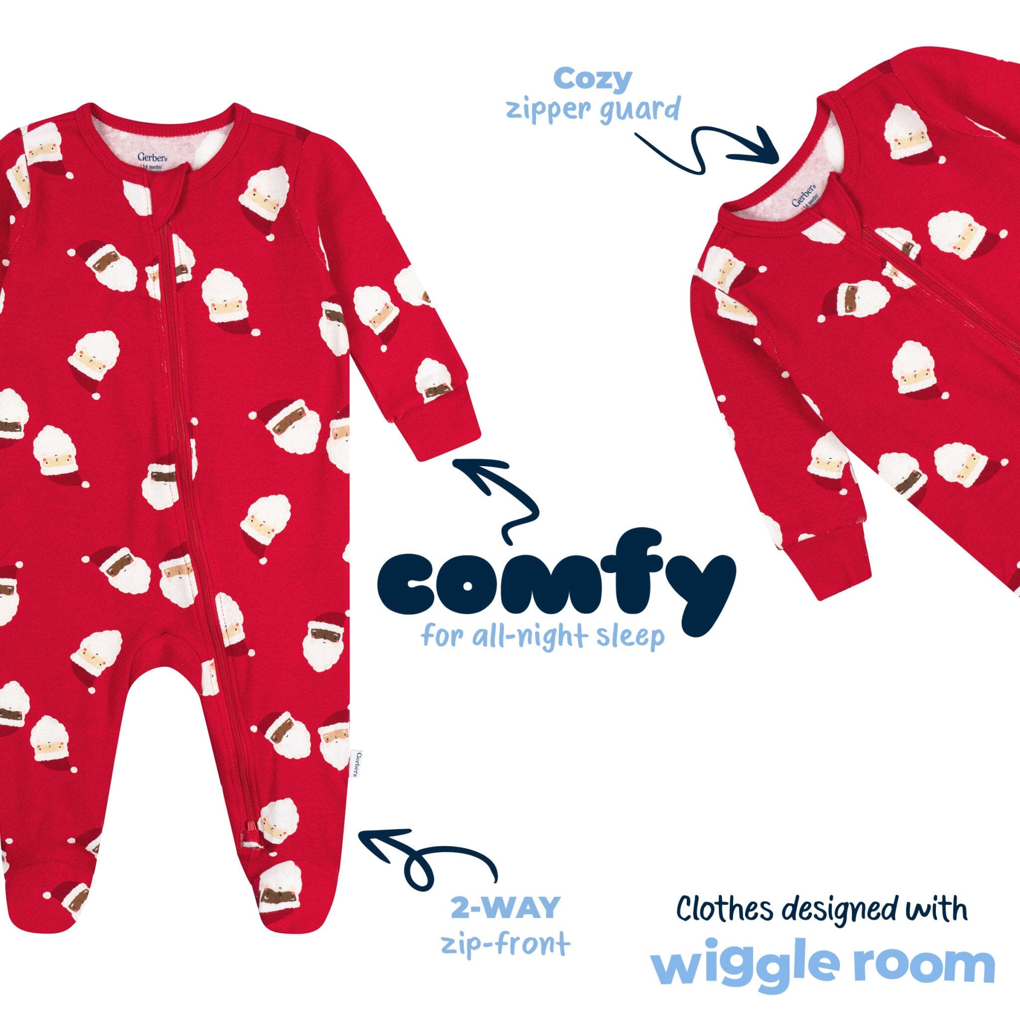 Baby Neutral Santa Faces Sleep 'N Play - Image 5