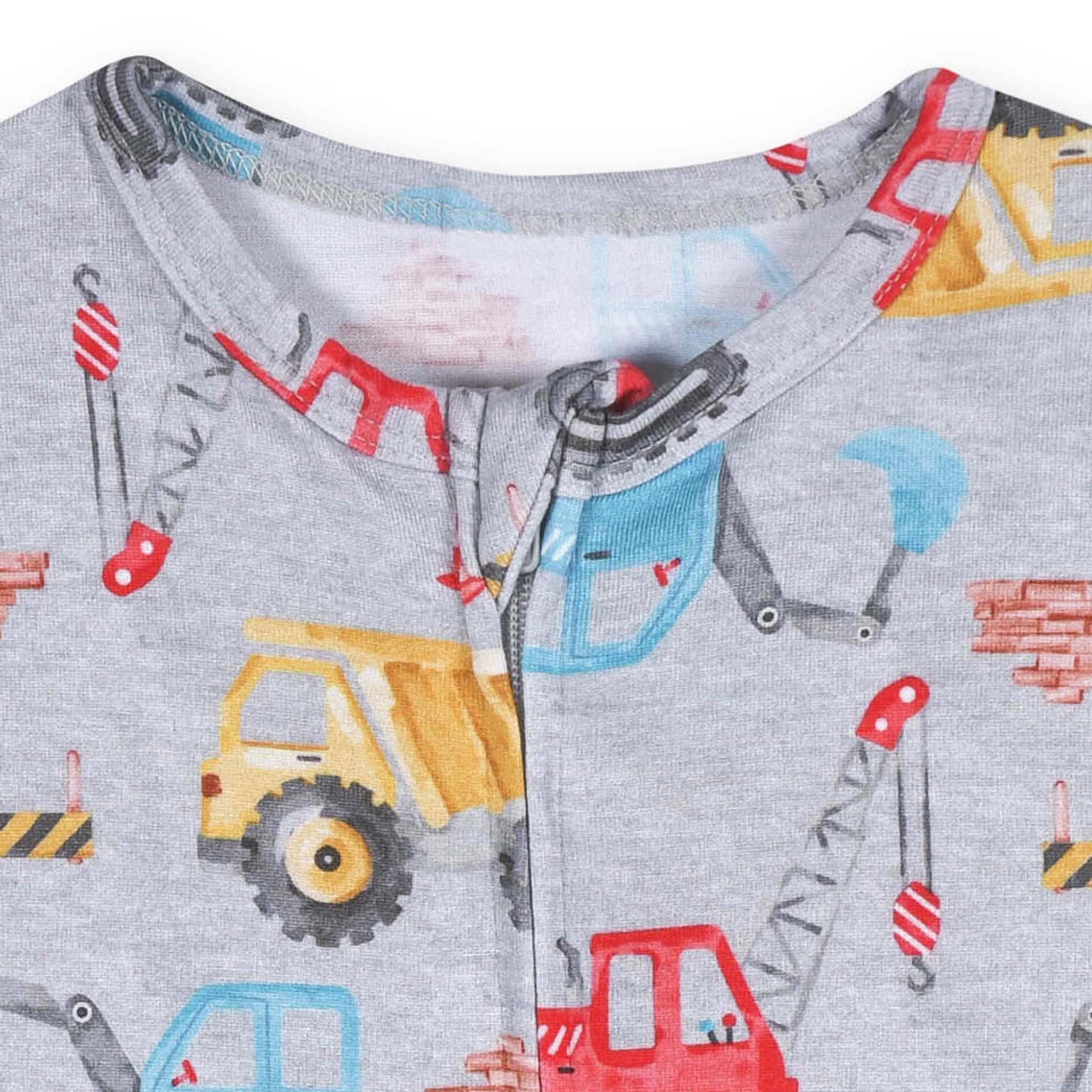 Baby Boys Construction Trucks Buttery Soft Viscose Made from Eucalyptus Snug Fit Romper - Image 6
