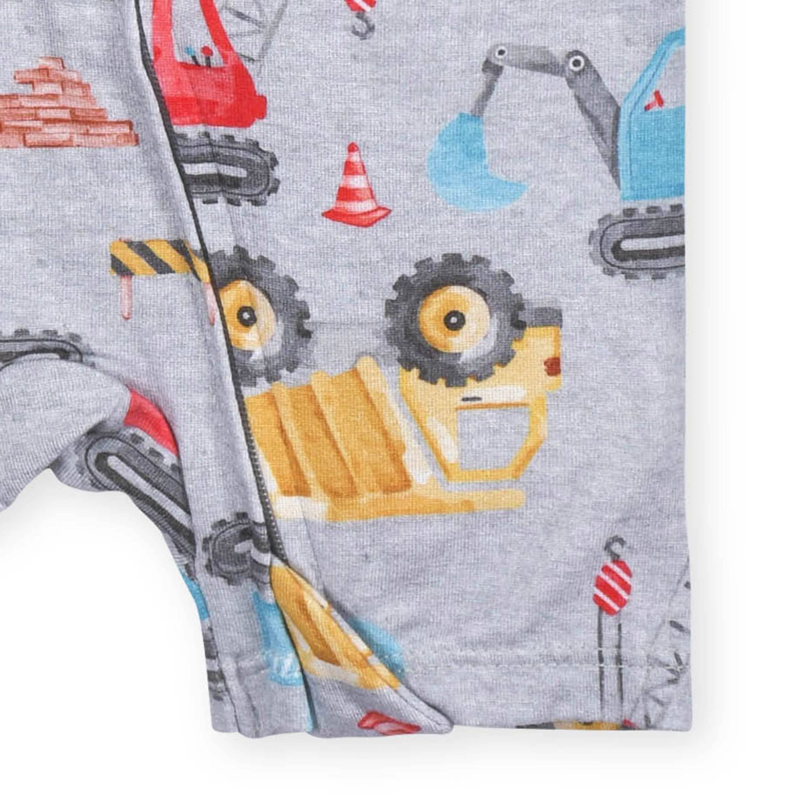 Baby Boys Construction Trucks Buttery Soft Viscose Made from Eucalyptus Snug Fit Romper - Image 7