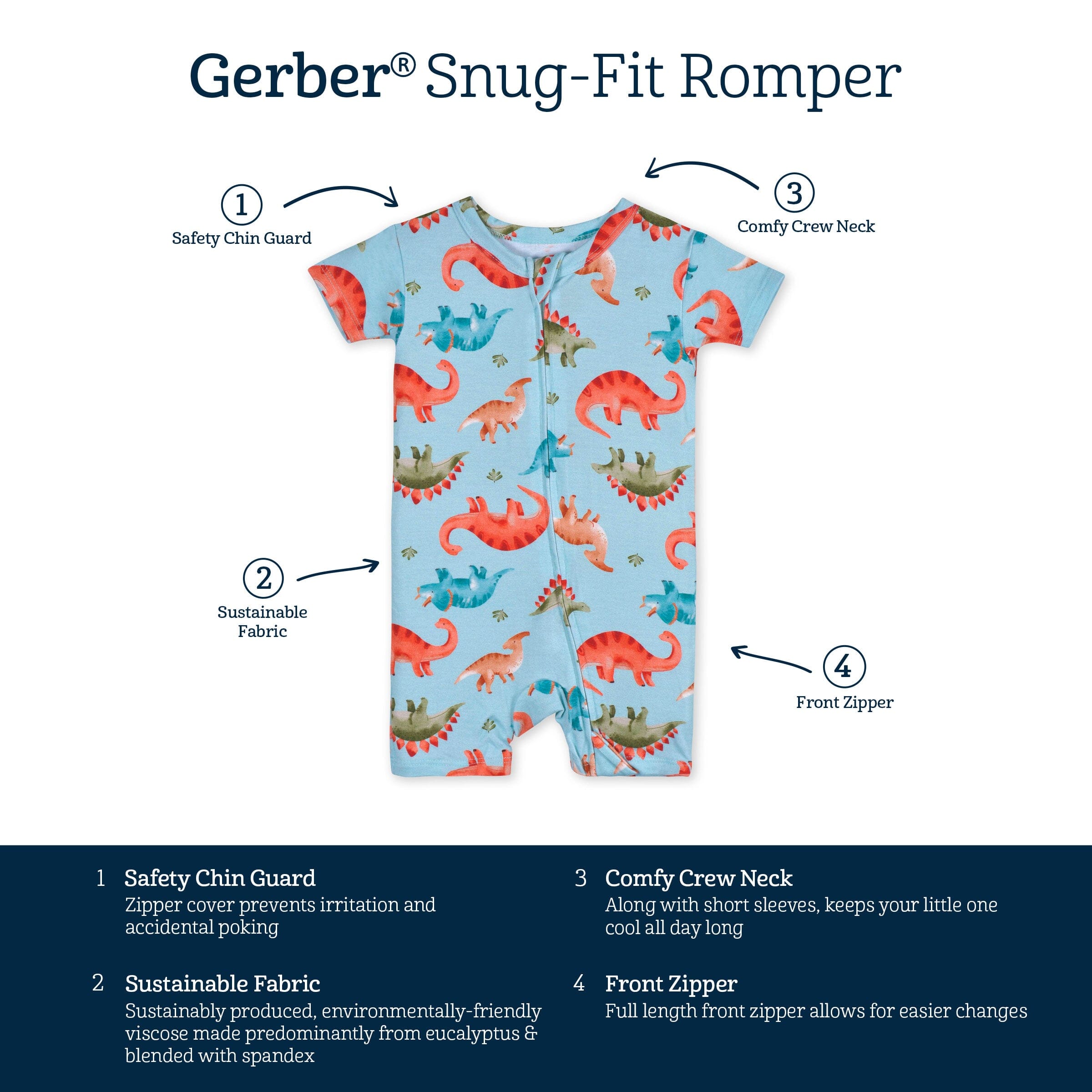 Baby Snugosaurous Buttery Soft Viscose Made from Eucalyptus Snug Fit Romper - Image 6