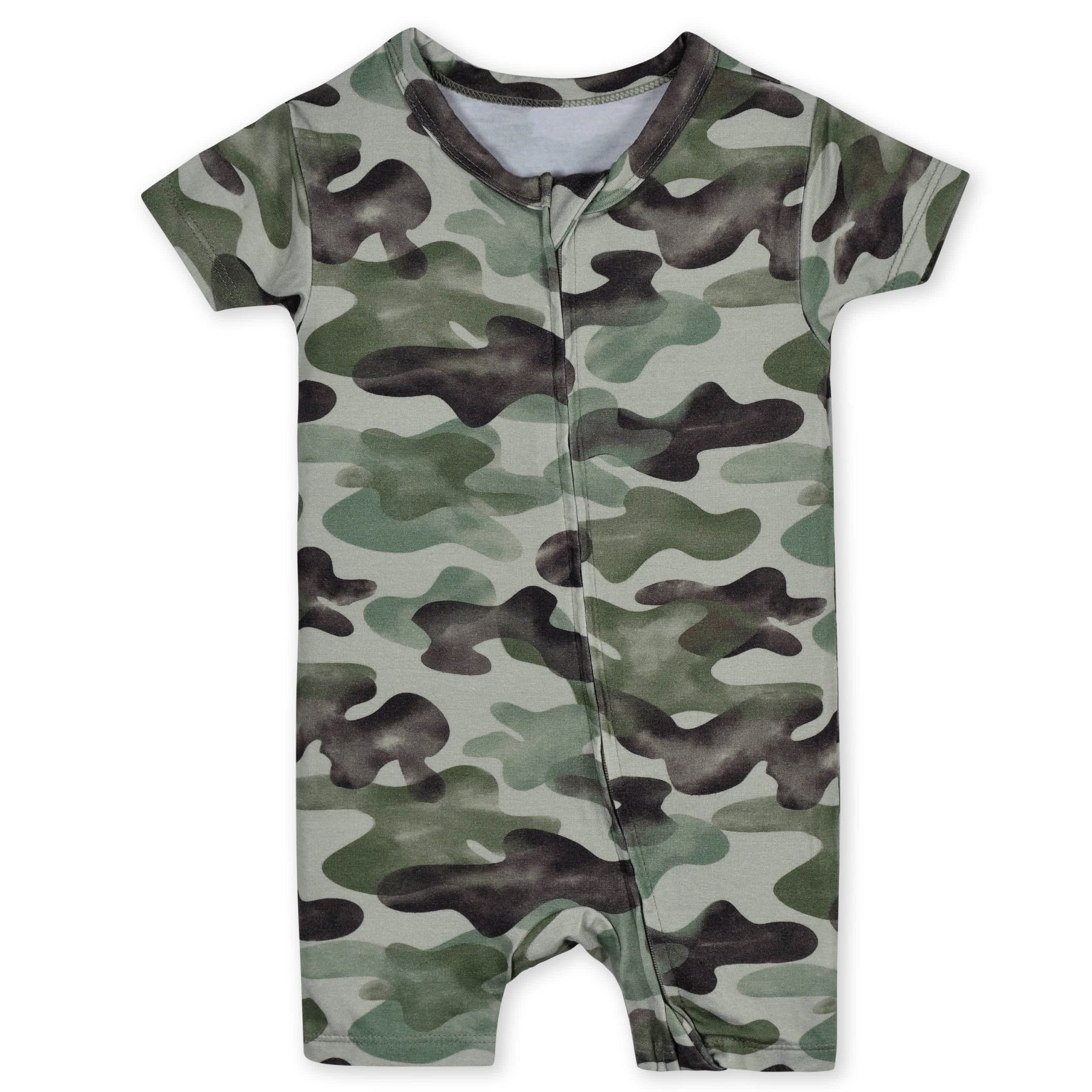 Baby Boys Hide & Seek Camo Buttery Soft Viscose Made from Eucalyptus Snug Fit Romper - Image 2