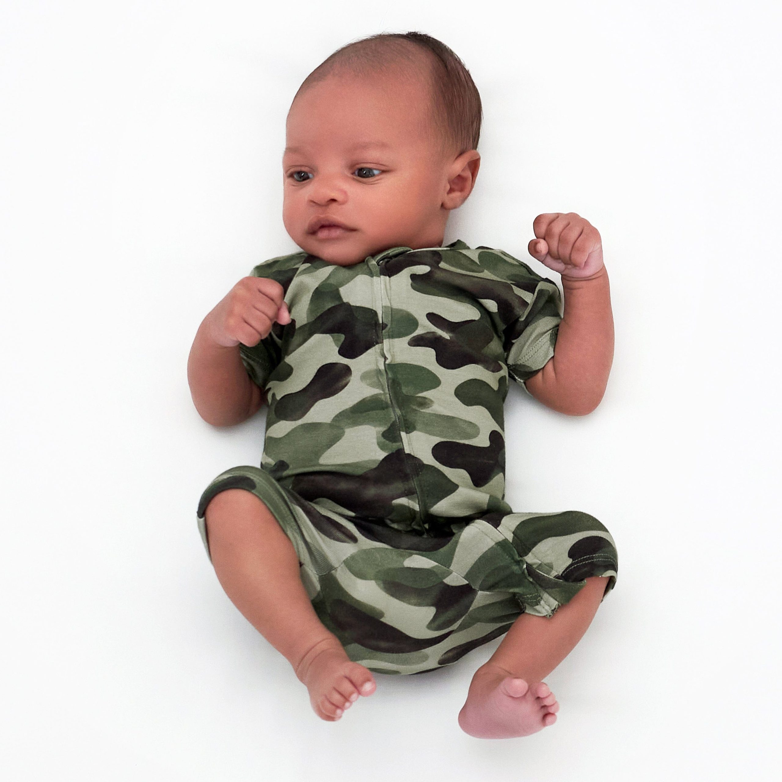 Baby Boys Hide & Seek Camo Buttery Soft Viscose Made from Eucalyptus Snug Fit Romper - Image 5