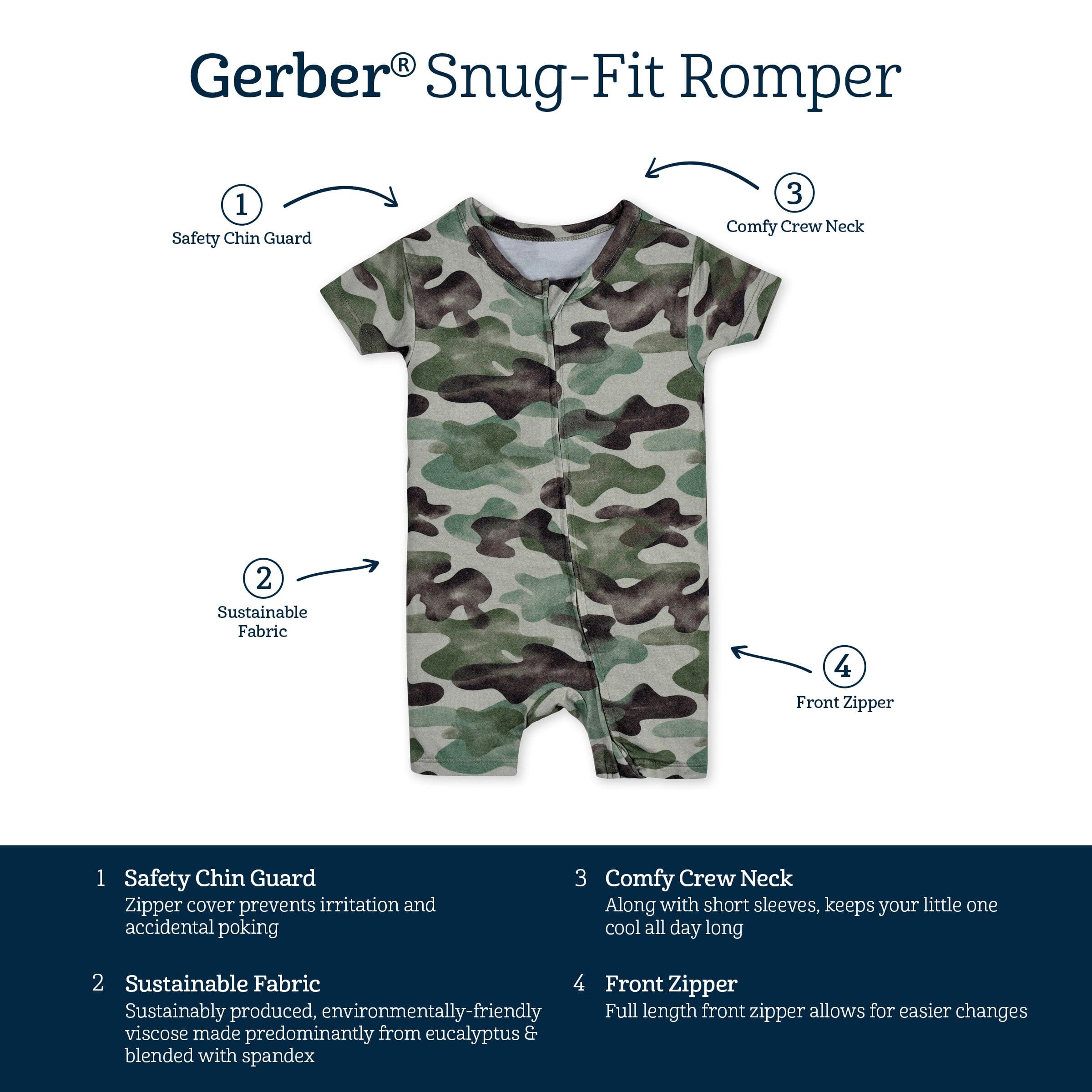 Baby Boys Hide & Seek Camo Buttery Soft Viscose Made from Eucalyptus Snug Fit Romper - Image 8