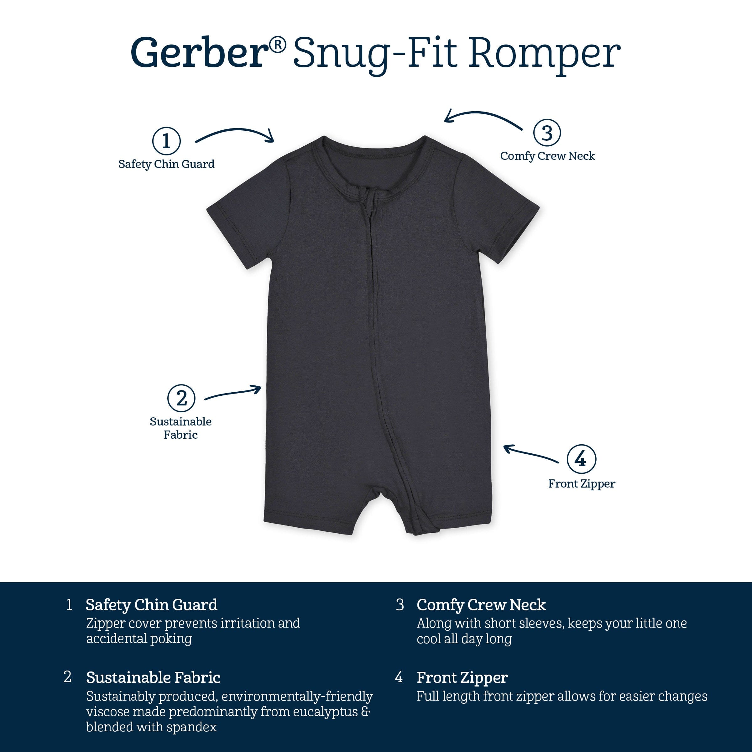 Baby Shadow Buttery Soft Viscose Made from Eucalyptus Snug Fit Romper - Image 5