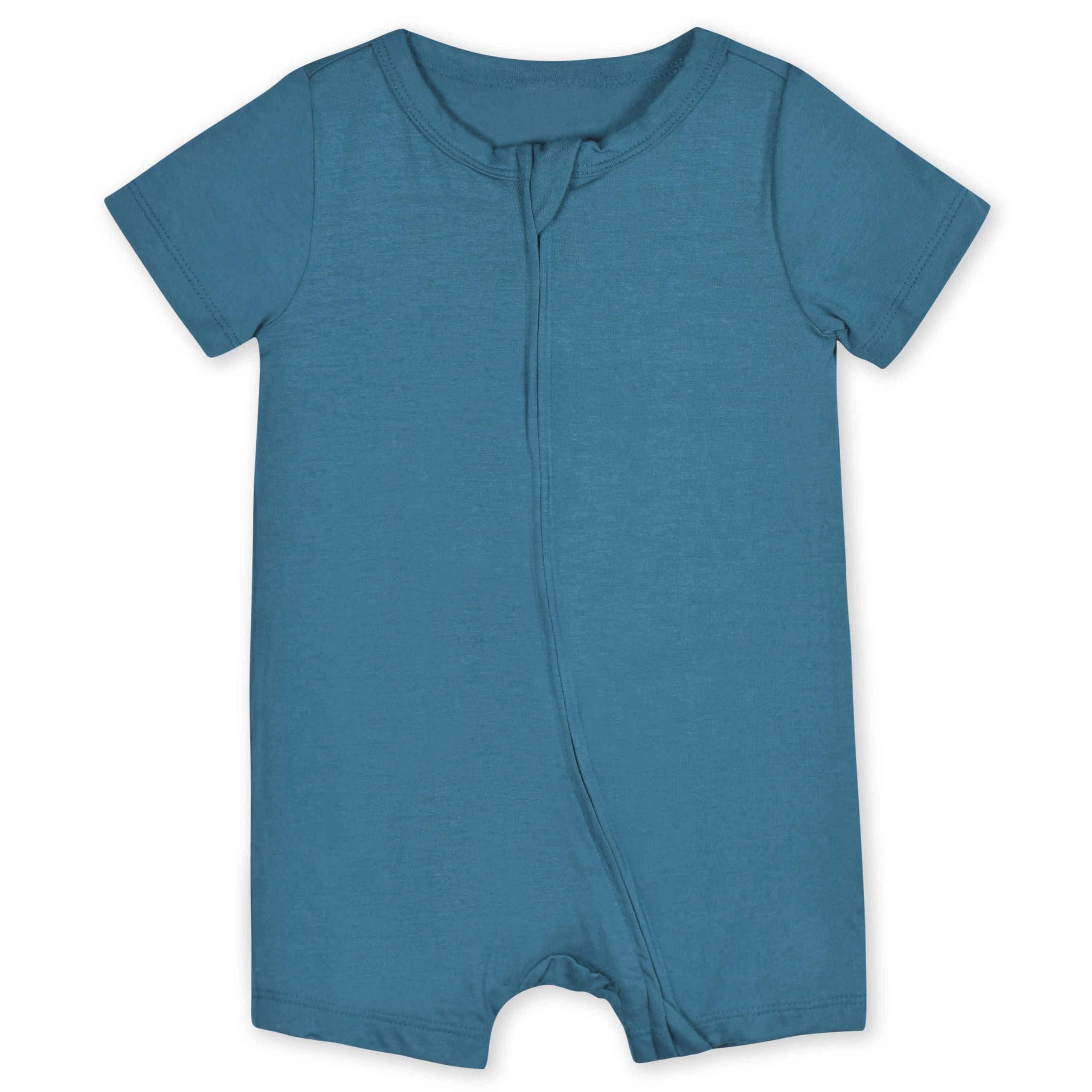 Baby Ocean Teal Buttery Soft Viscose Made from Eucalyptus Snug Fit Romper - Image 2
