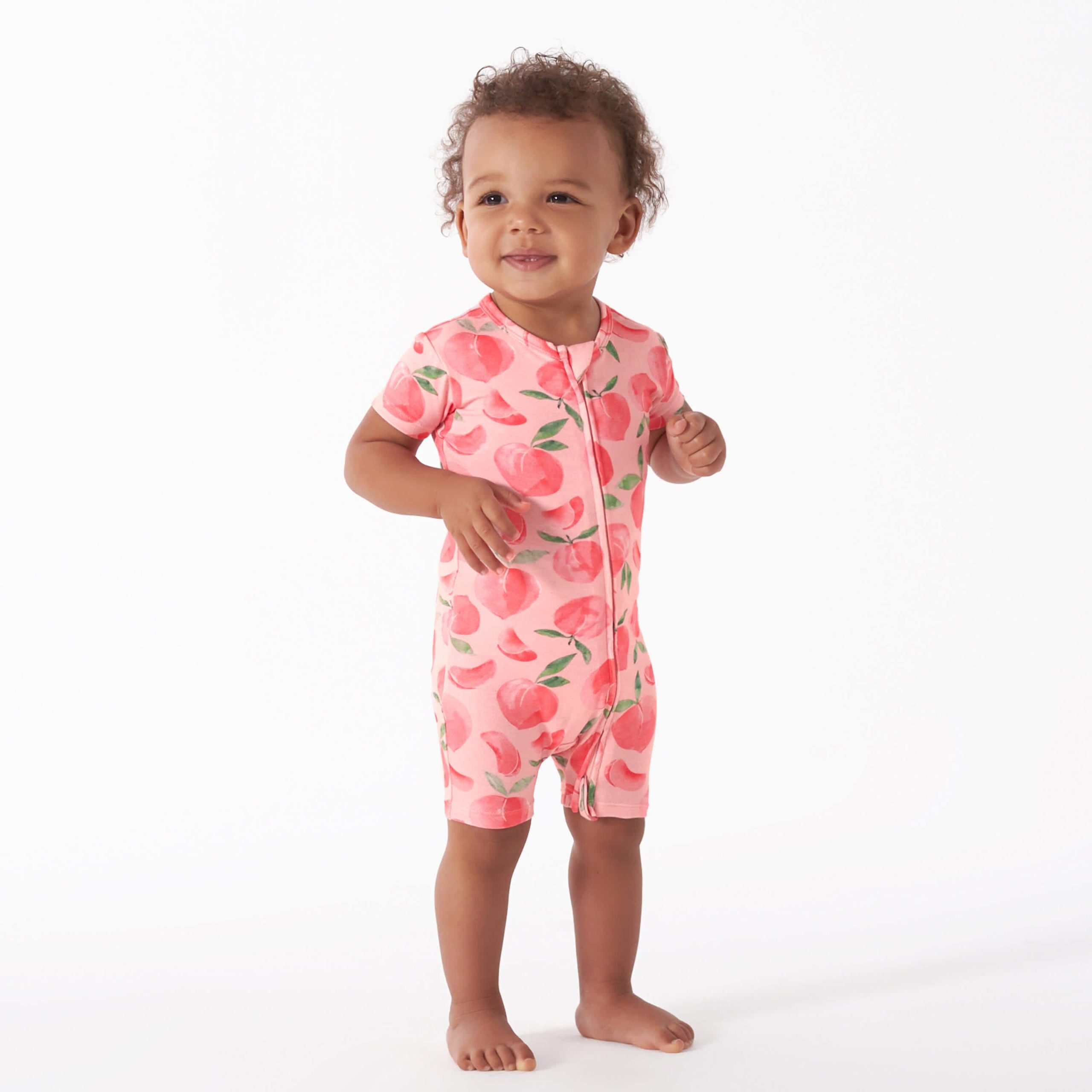Baby Girls Just Peachy Buttery Soft Viscose Made from Eucalyptus Snug Fit Romper - Image 3