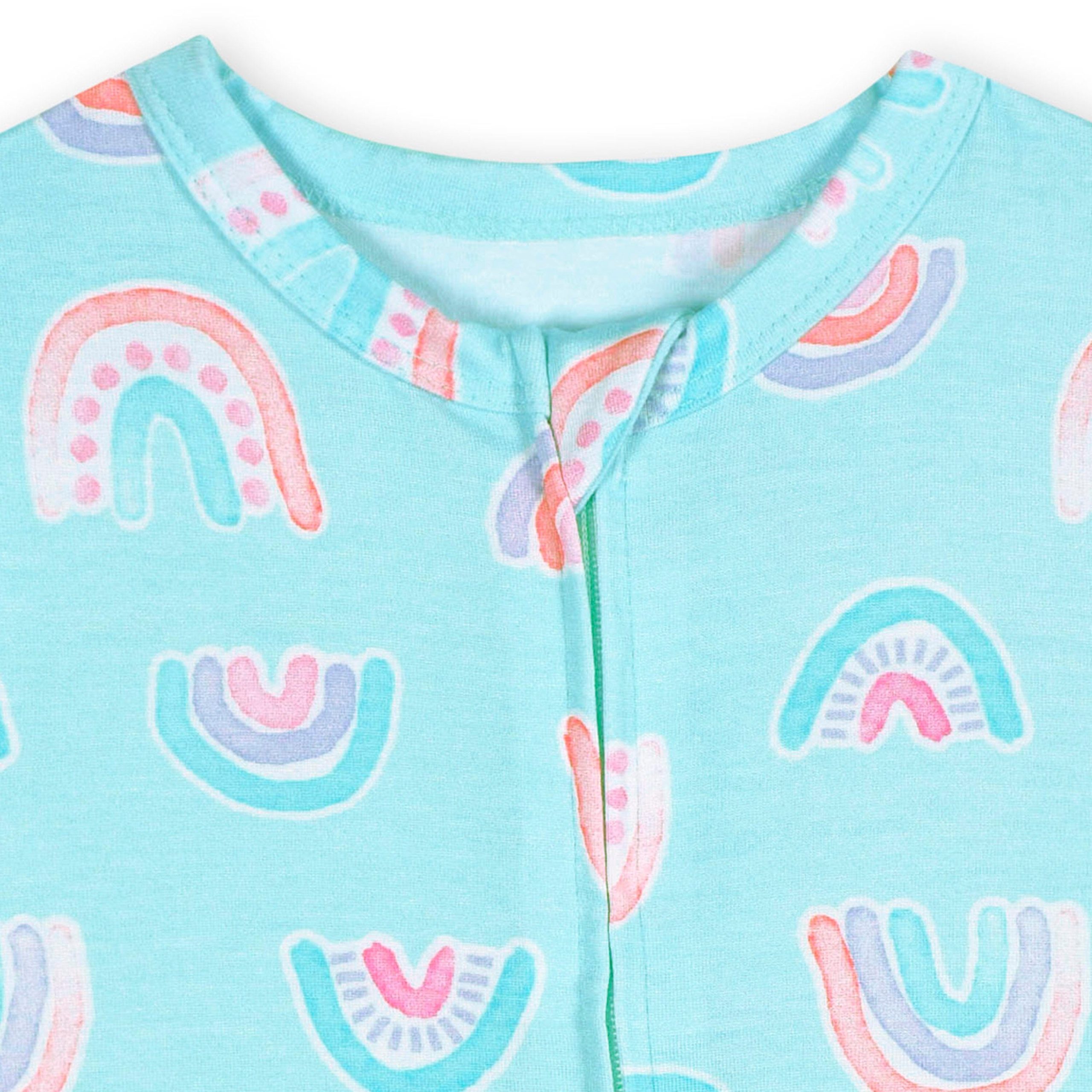 Baby Girls Rainbow Sky Buttery Soft Viscose Made from Eucalyptus Snug Fit Romper - Image 4