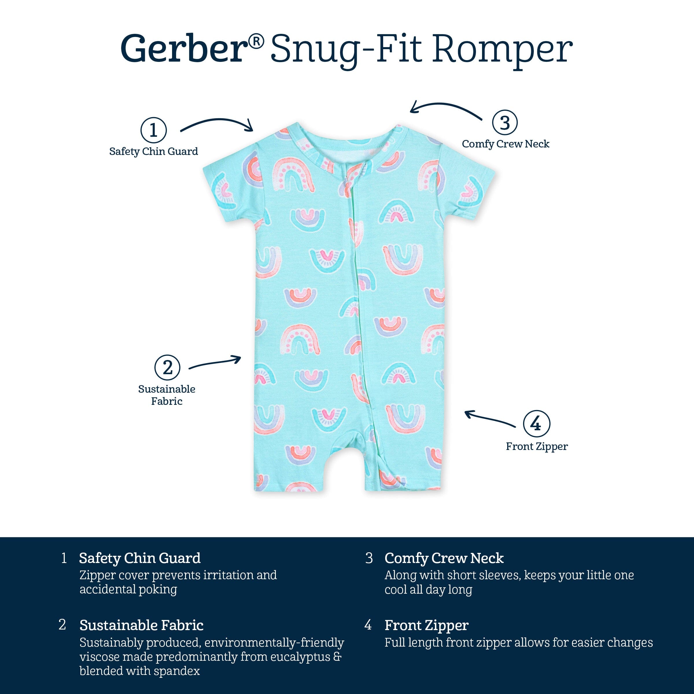Baby Girls Rainbow Sky Buttery Soft Viscose Made from Eucalyptus Snug Fit Romper - Image 6