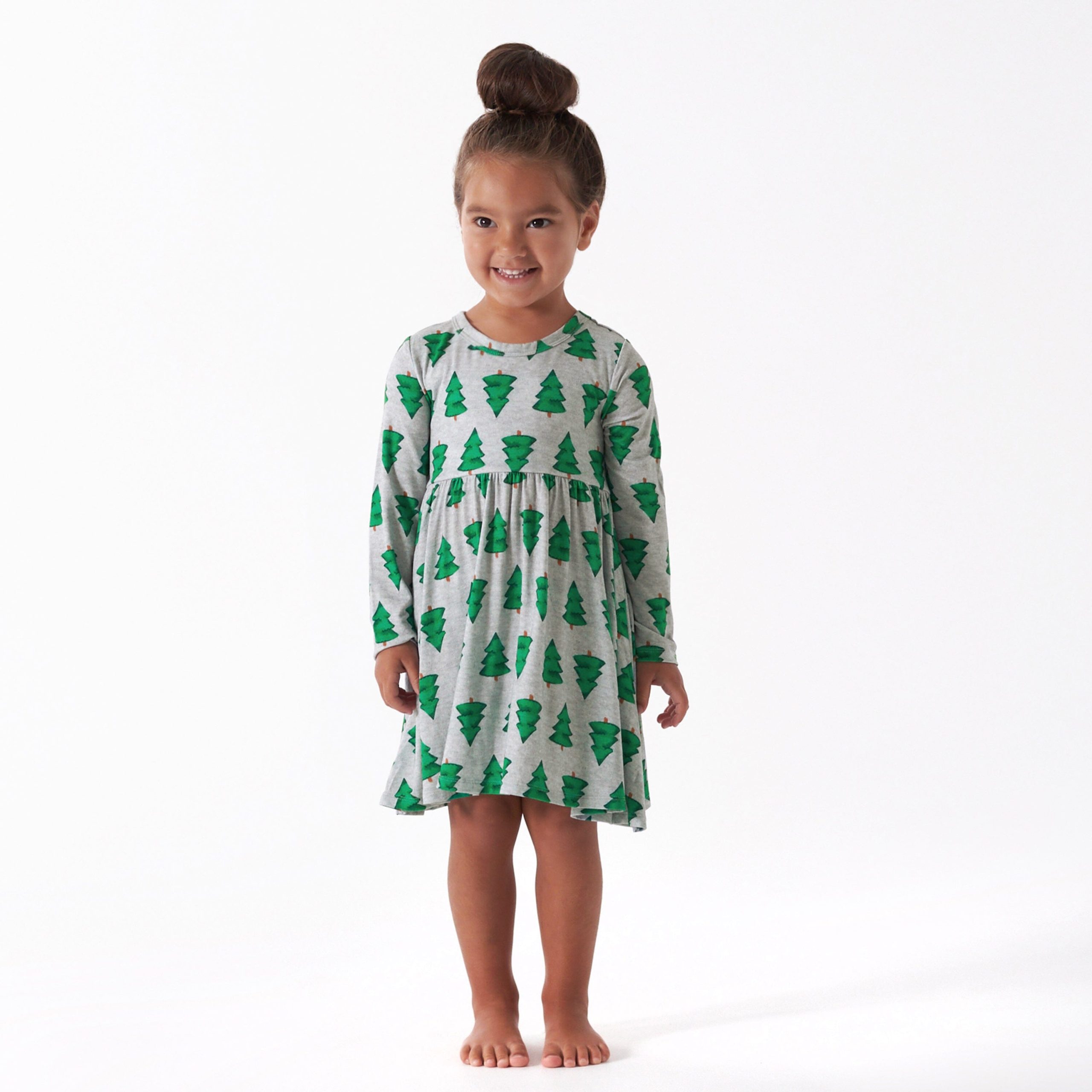 Toddler Girls Spruce Buttery Soft Viscose Made from Eucalyptus Holiday Twirl Dress