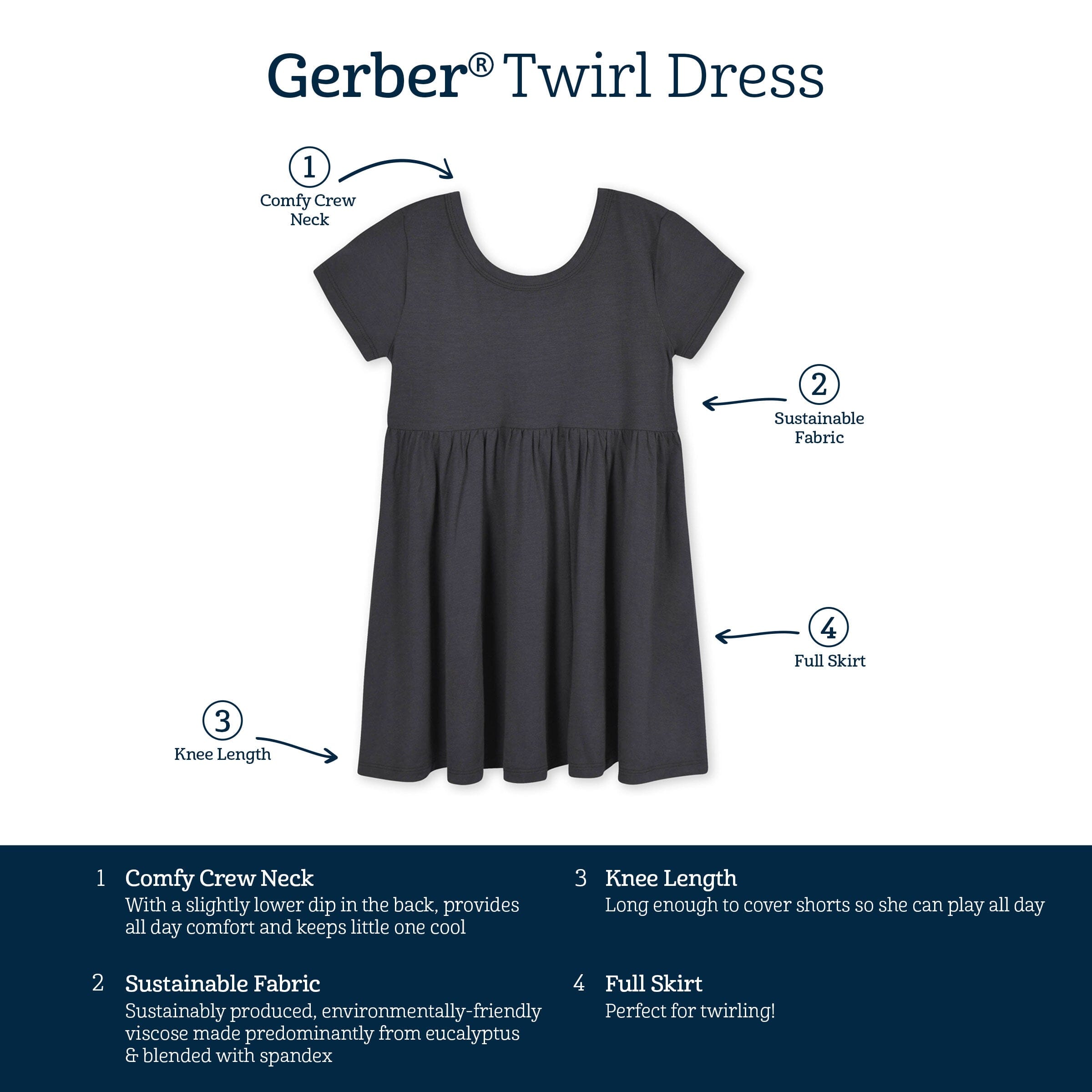 Infant & Toddler Girls Shadow Buttery Soft Viscose Made from Eucalyptus Twirl Dress - Image 8