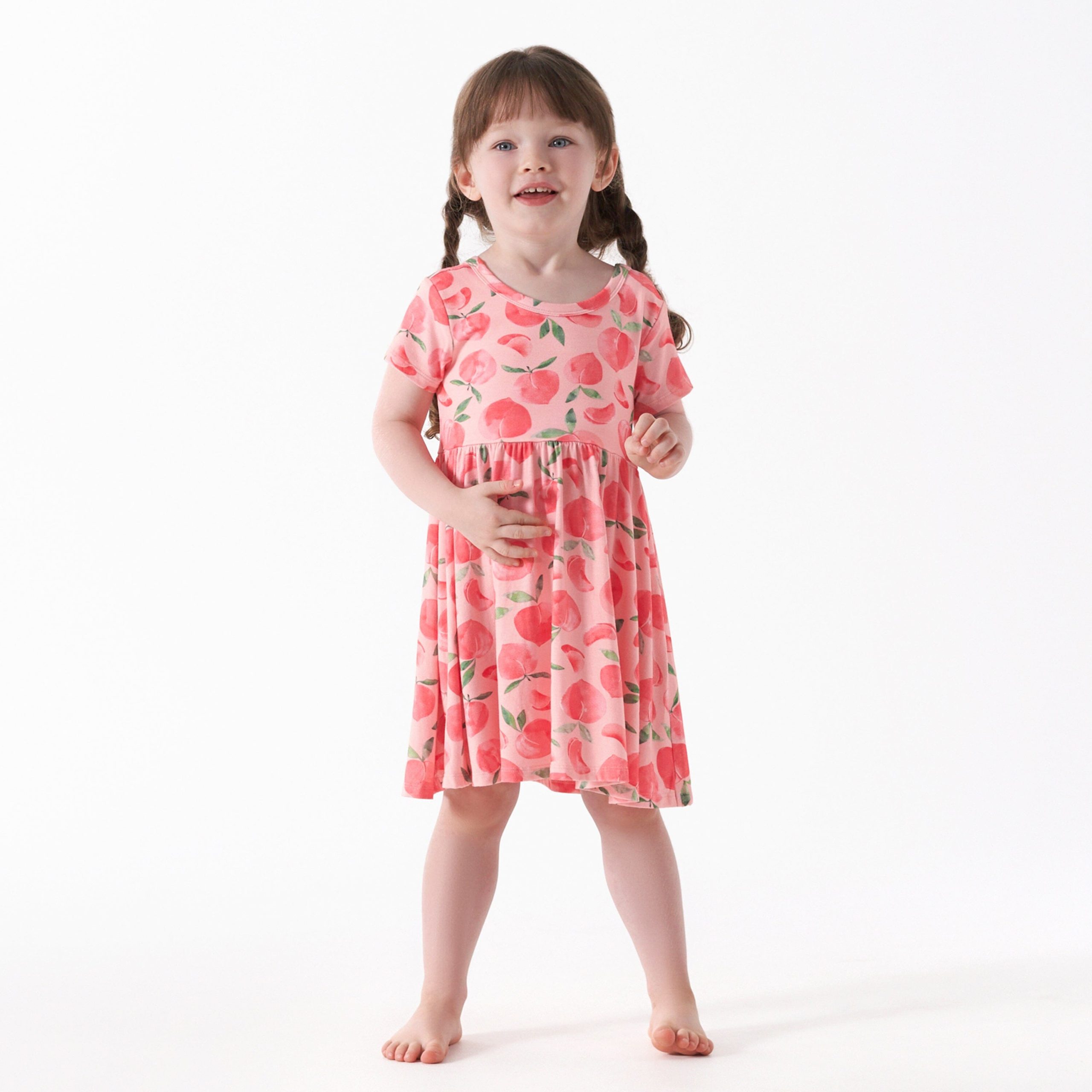 Toddler Girls Just Peachy Buttery Soft Viscose Made from Eucalyptus Twirl Dress - Image 3