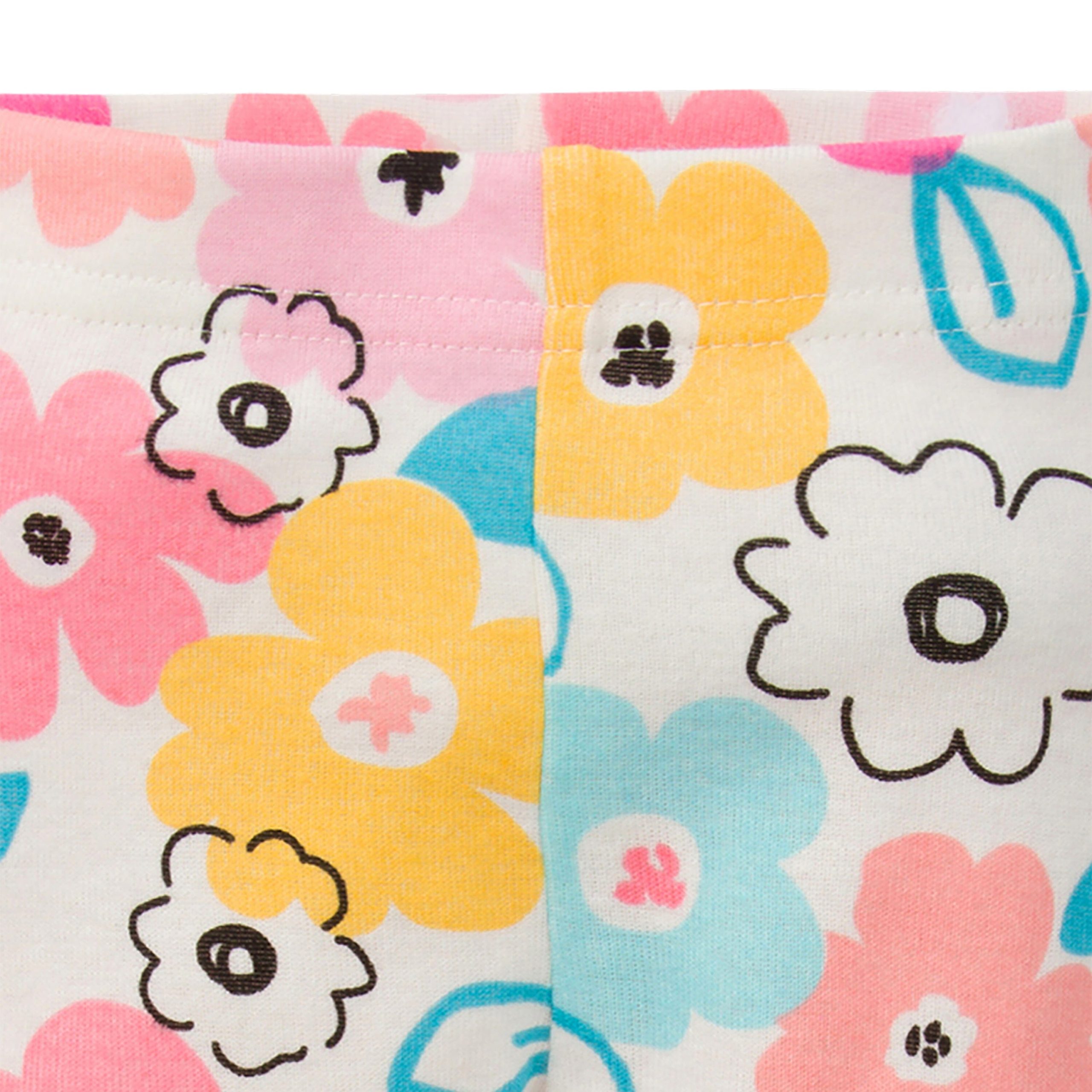 3-Pack Baby Girls Pink, Blue, & Floral Pants - Image 3