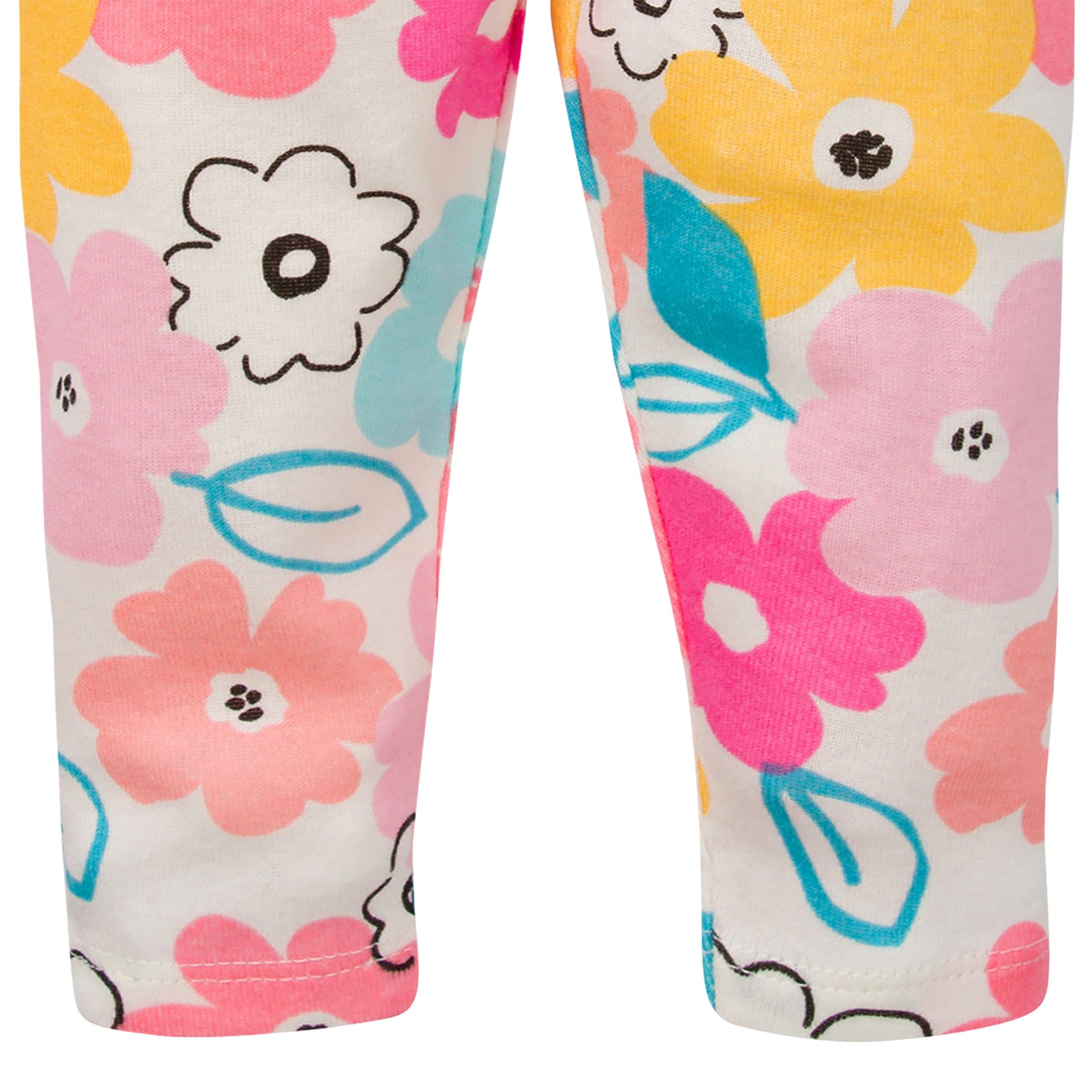 3-Pack Baby Girls Pink, Blue, & Floral Pants - Image 4