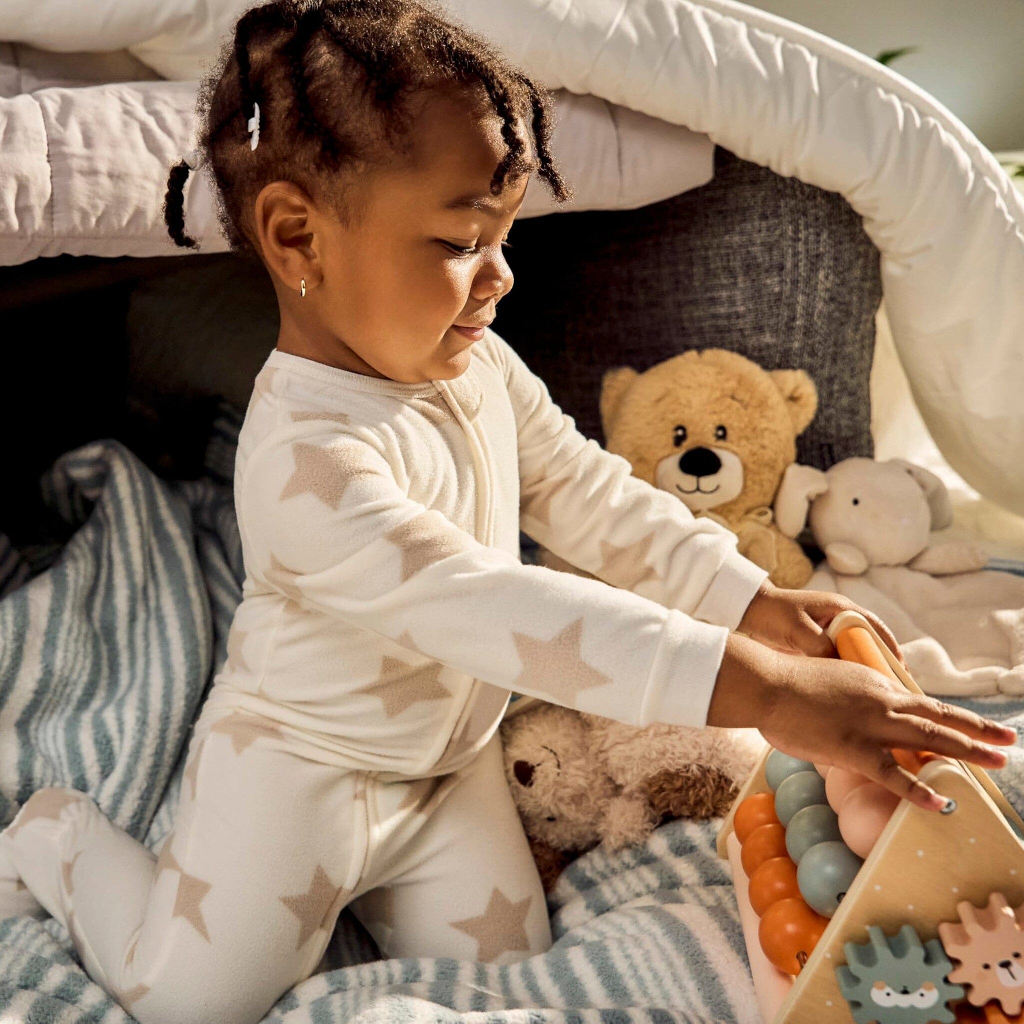 3-Pack Baby & Toddler Neutral Bears Footed Fleece Pajamas - Image 2