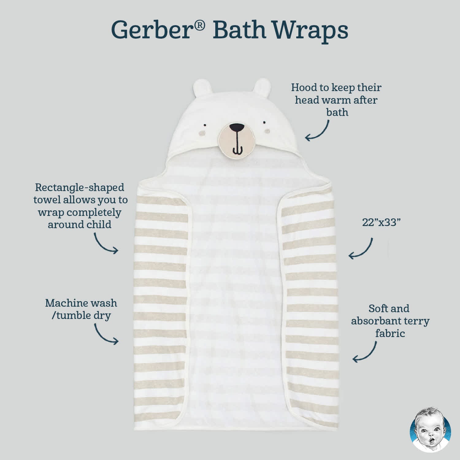 Baby Boys Fox Hooded Bath Wrap - Image 3
