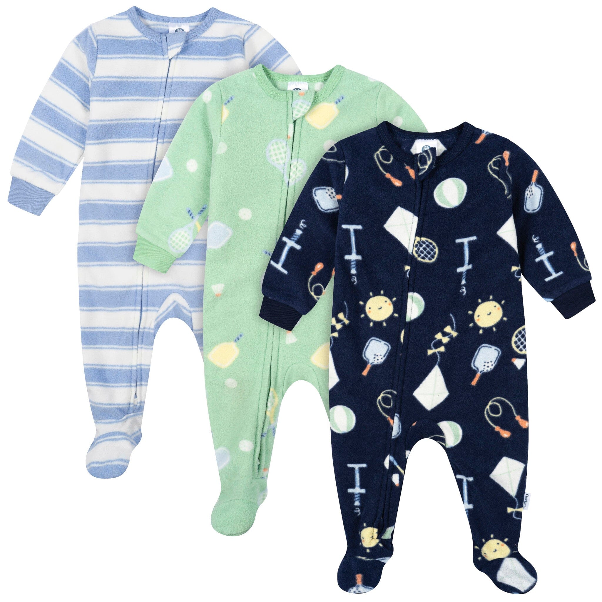 3-Pack Baby & Toddler Neutral Playtime Footed Fleece Pajamas