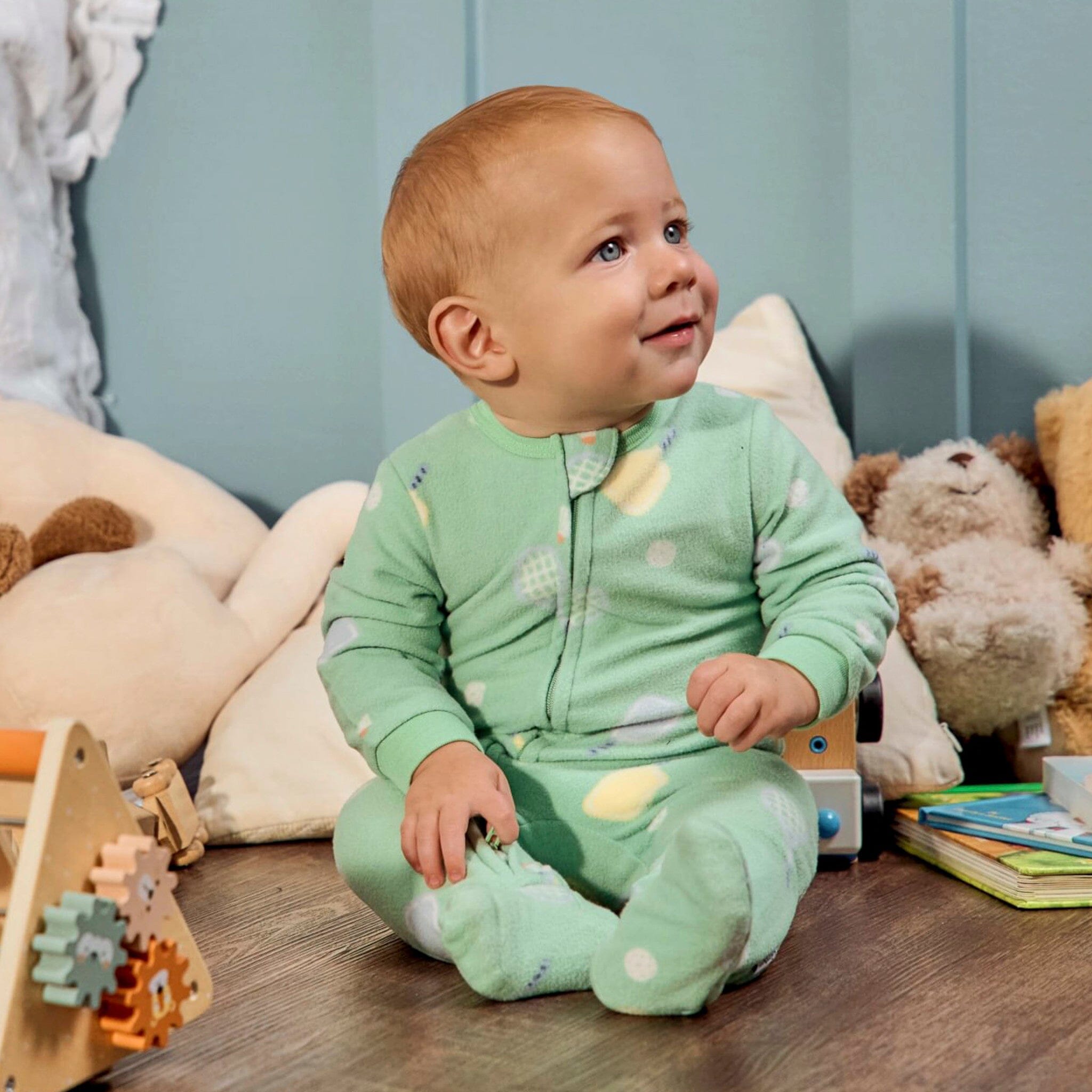 3-Pack Baby & Toddler Neutral Playtime Footed Fleece Pajamas - Image 5