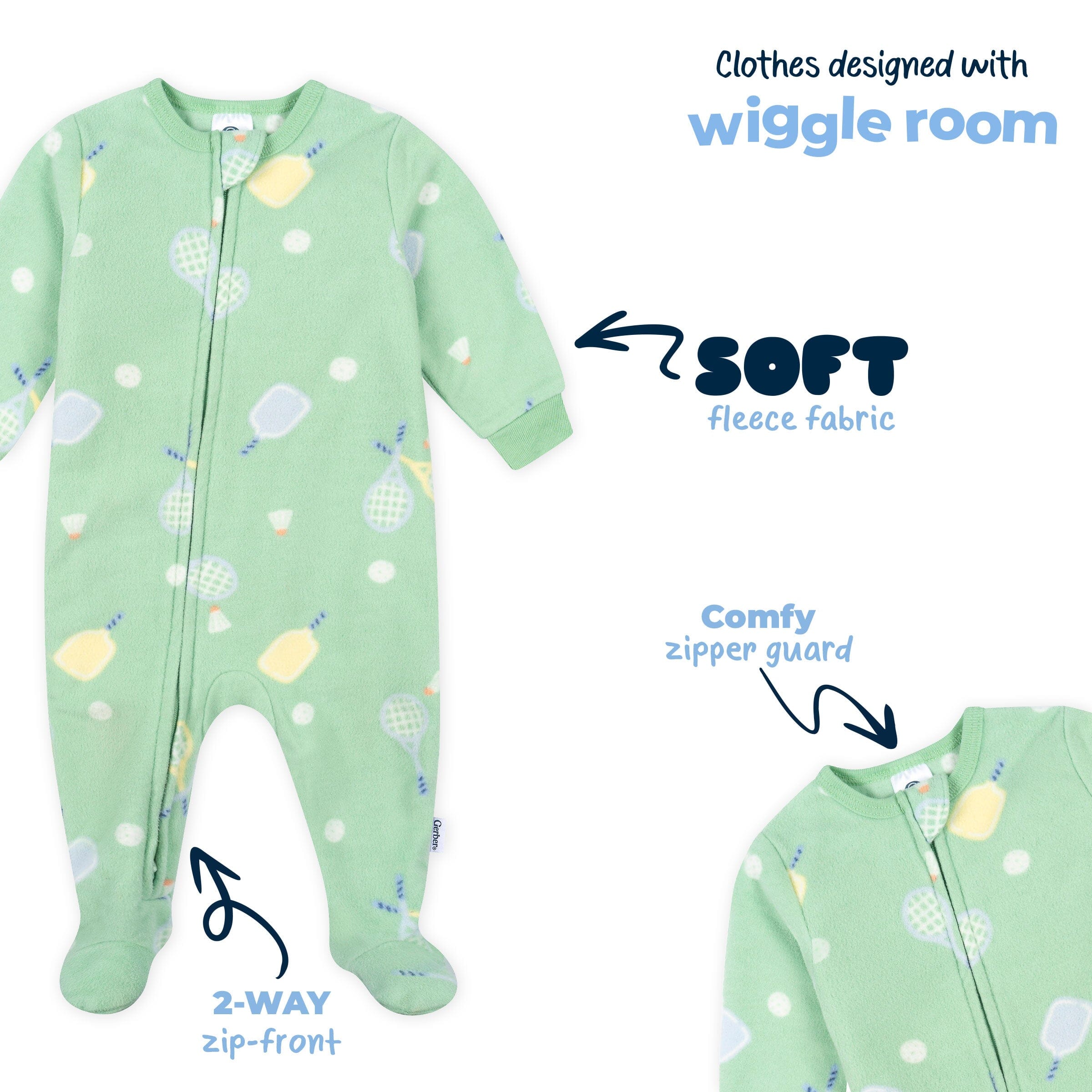 3-Pack Baby & Toddler Neutral Playtime Footed Fleece Pajamas - Image 9
