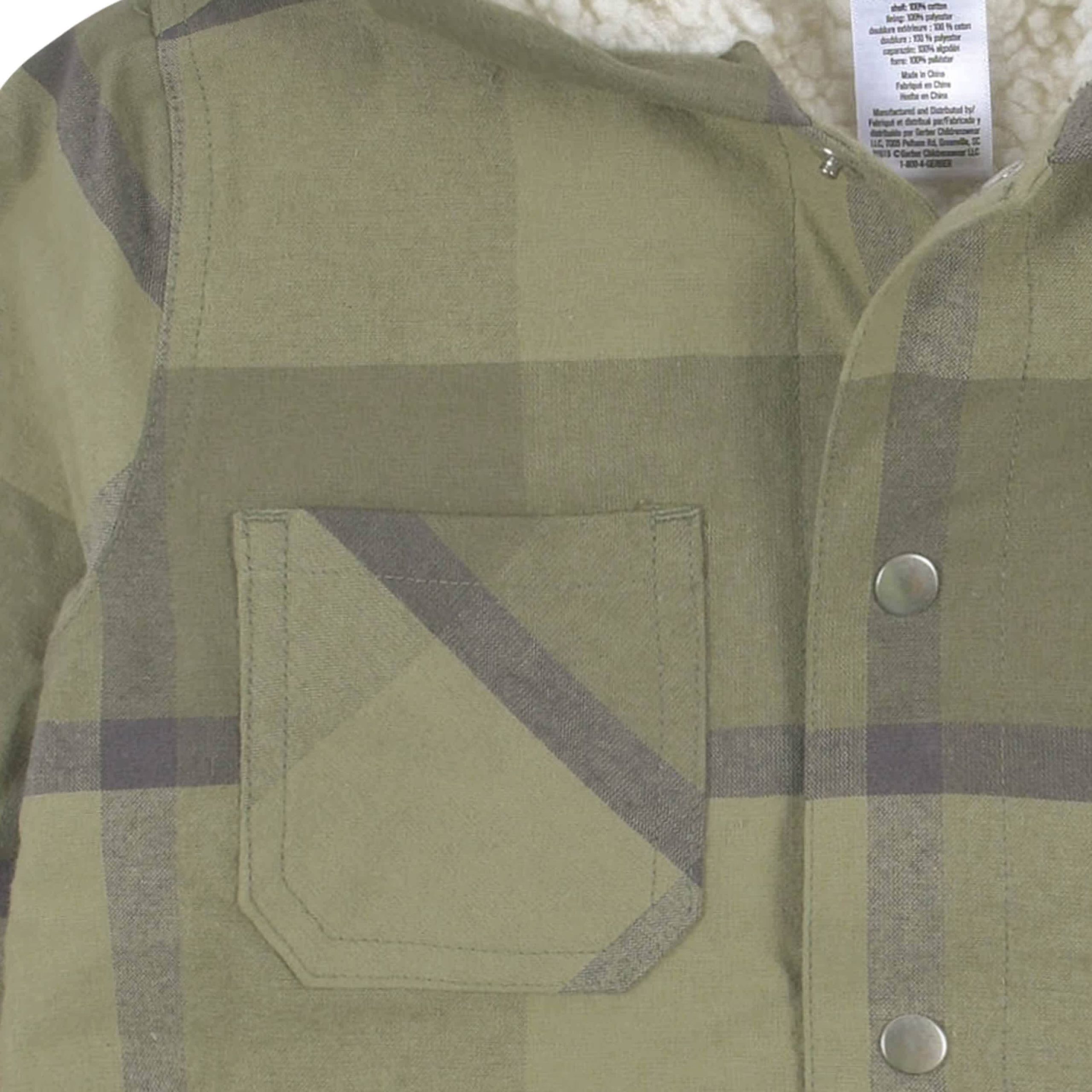 2-Piece Infant & Toddler Boys Sage Green Plaid Flannel Jacket & Jogger Set - Image 5