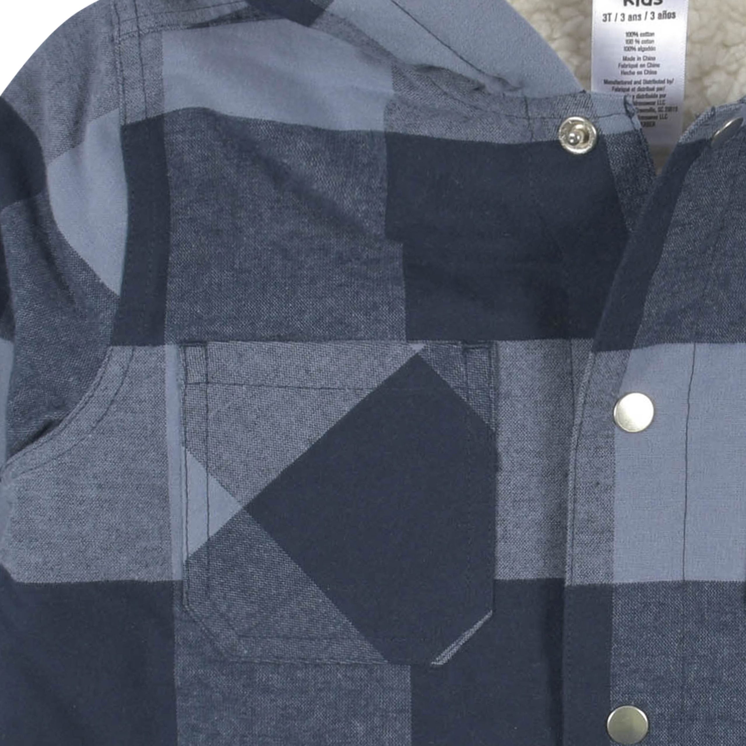 2-Piece Infant & Toddler Boys Navy Plaid Flannel Jacket & Jogger Set - Image 3