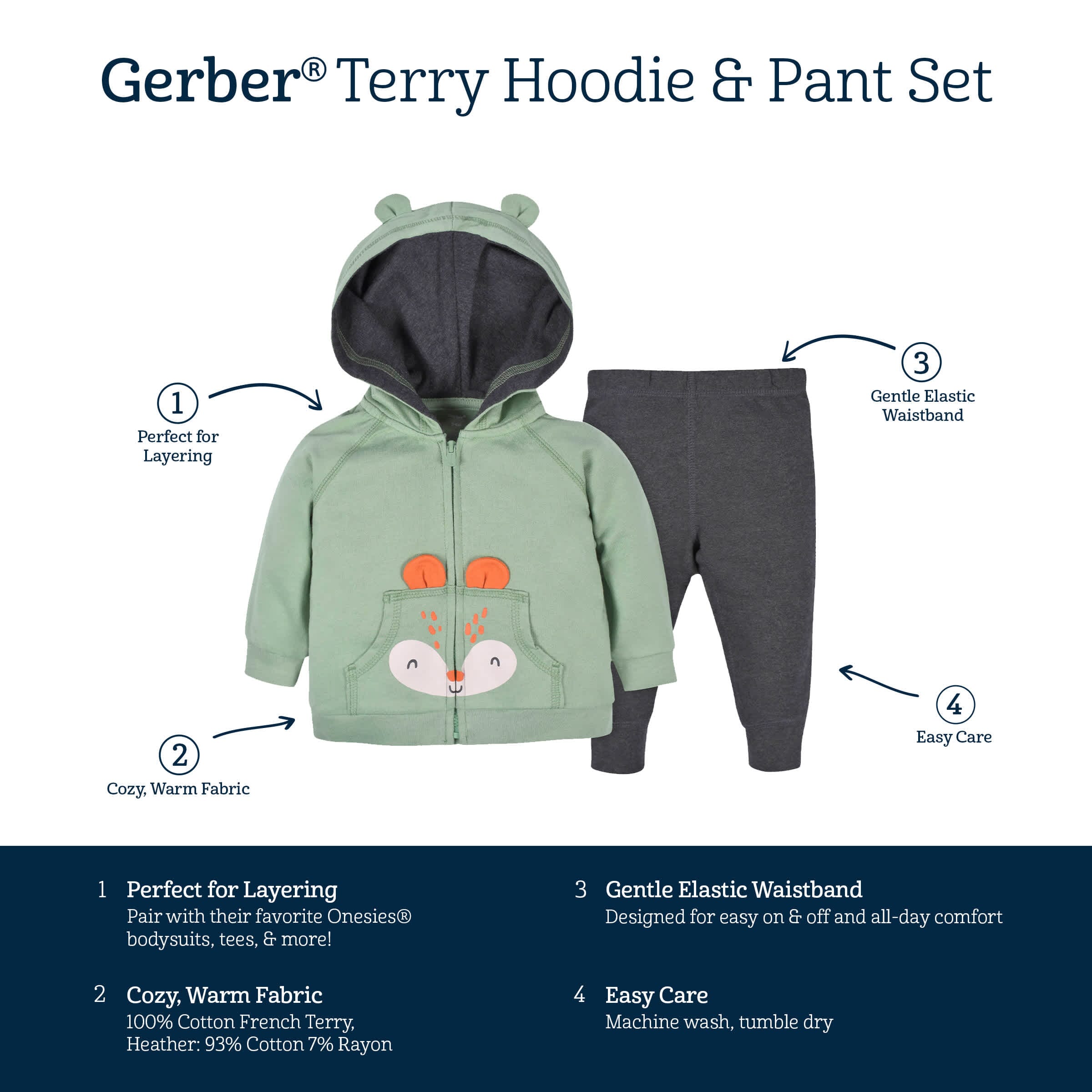 2-Piece Baby & Toddler Boys Explore Terry Zip Hoodie & Joggers Set - Image 9