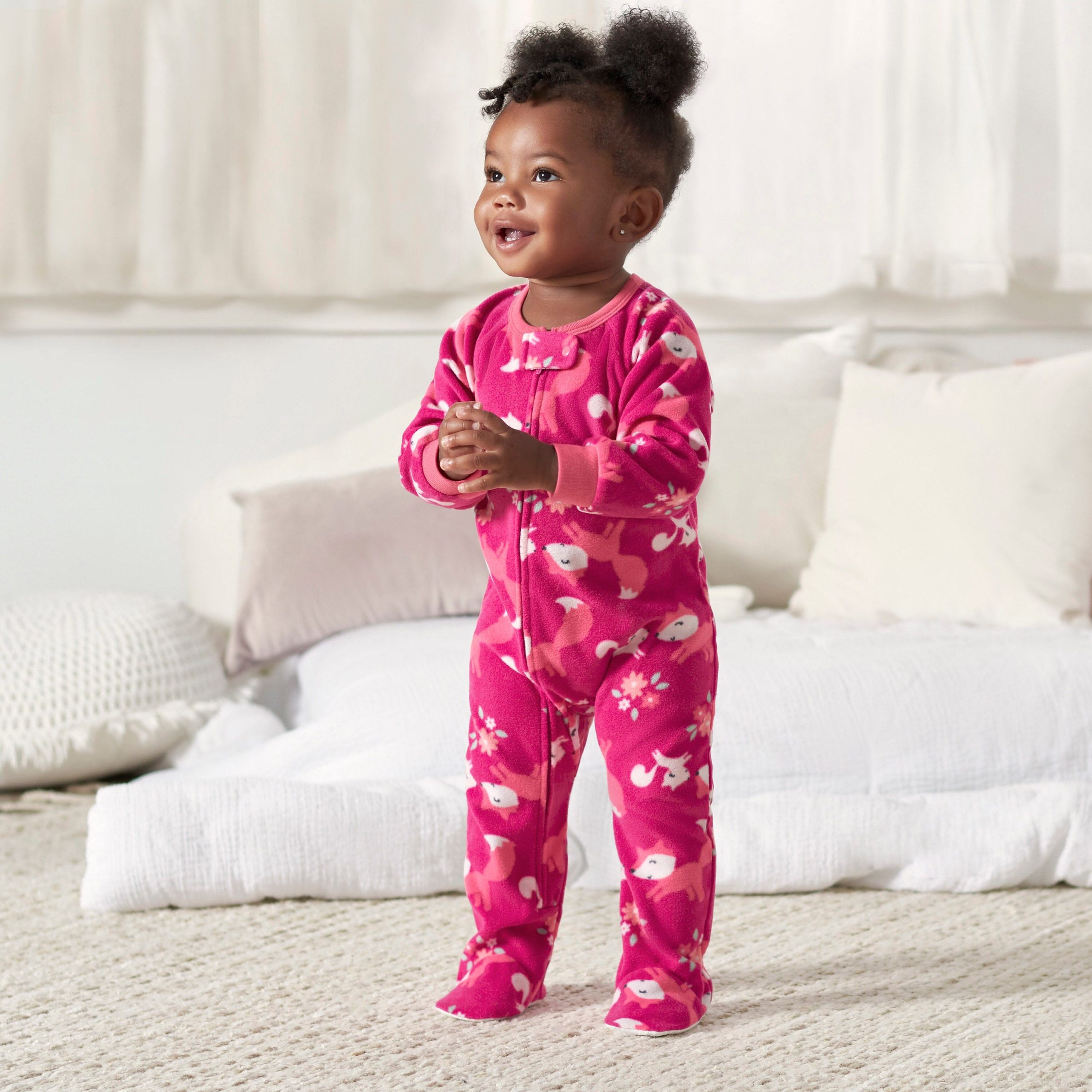 2-Pack Baby & Toddler Girls Pink Fox Fleece Pajamas - Image 2
