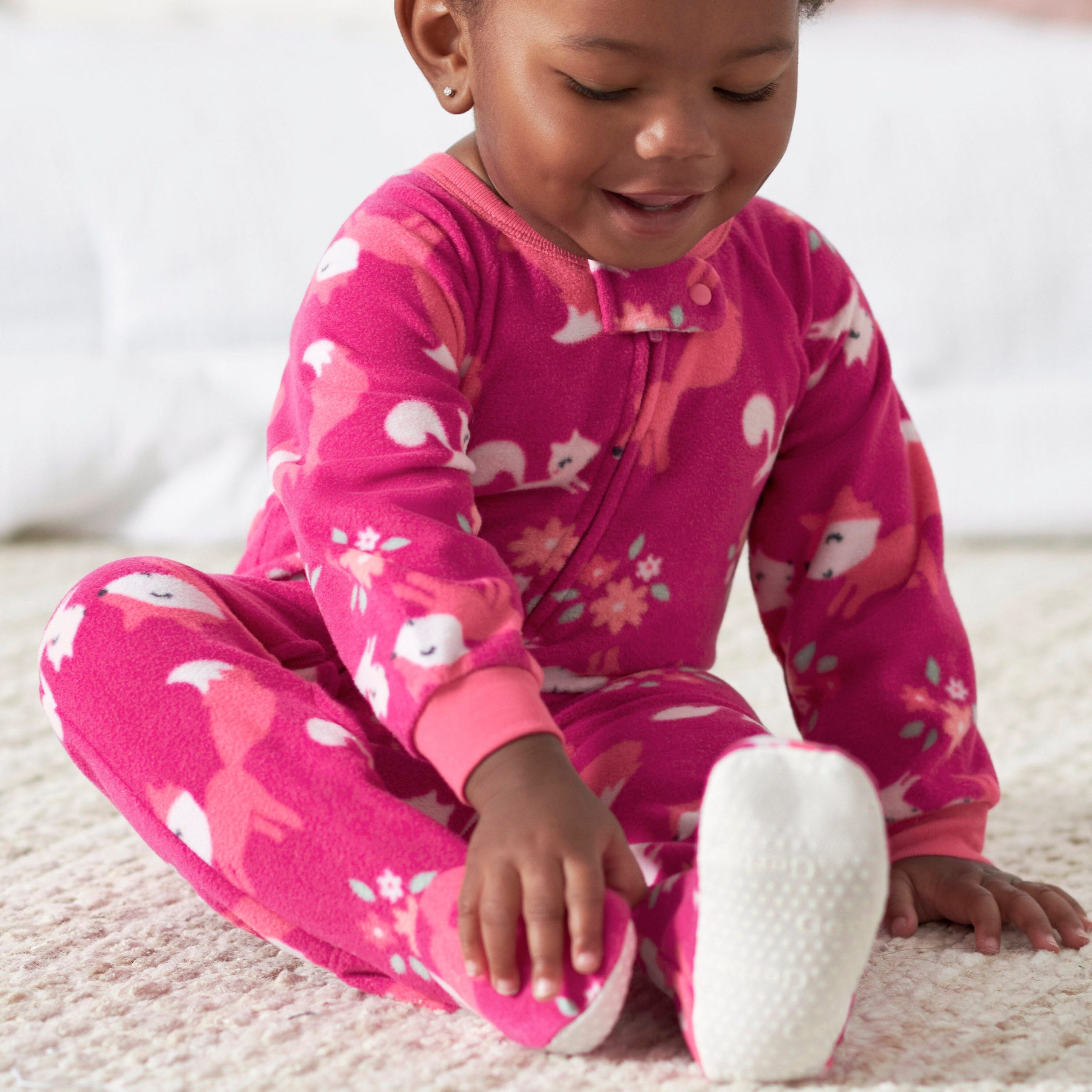 2-Pack Baby & Toddler Girls Pink Fox Fleece Pajamas - Image 3